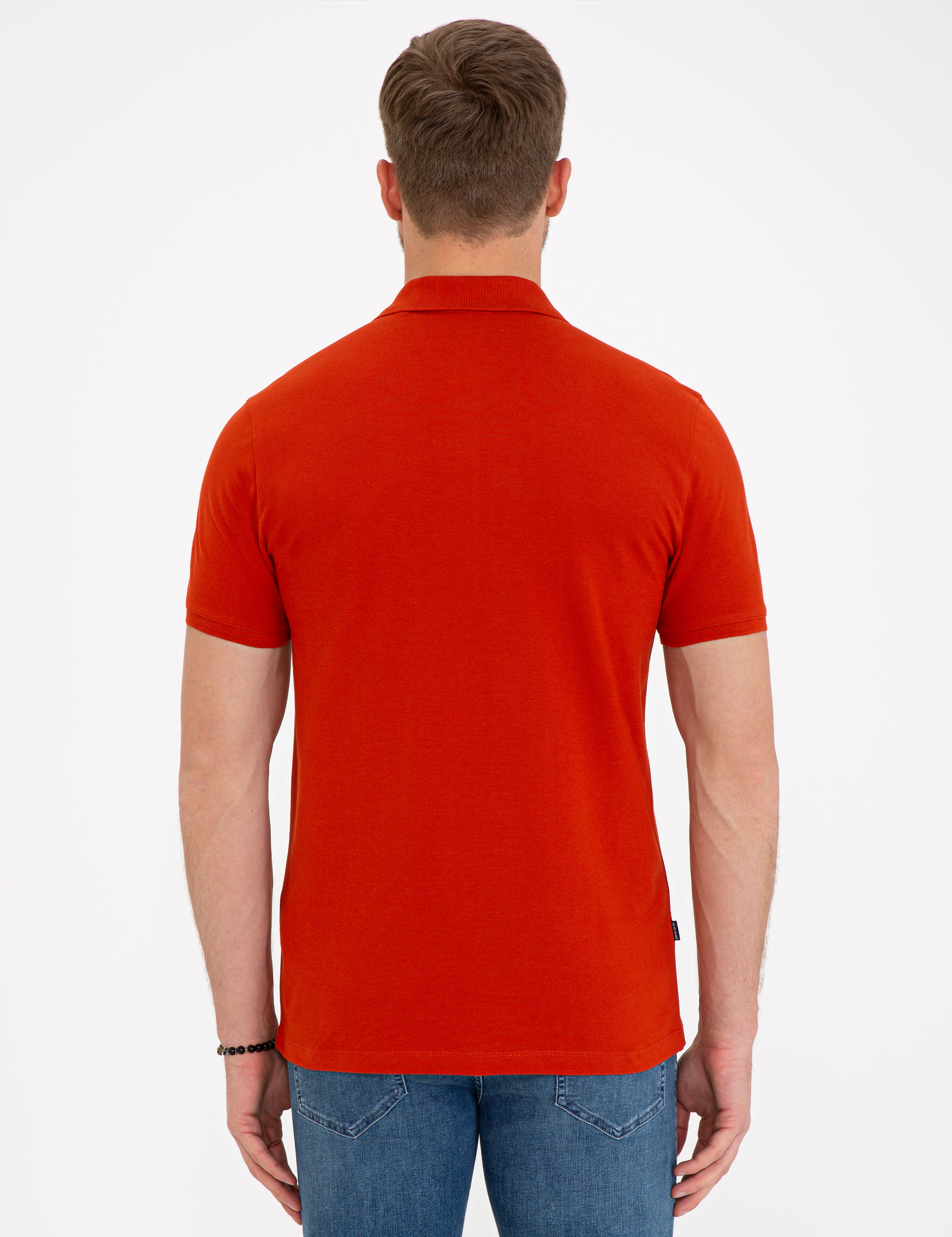 Kiremit Slim Fit Polo Yaka Basic Tişört - Image 3