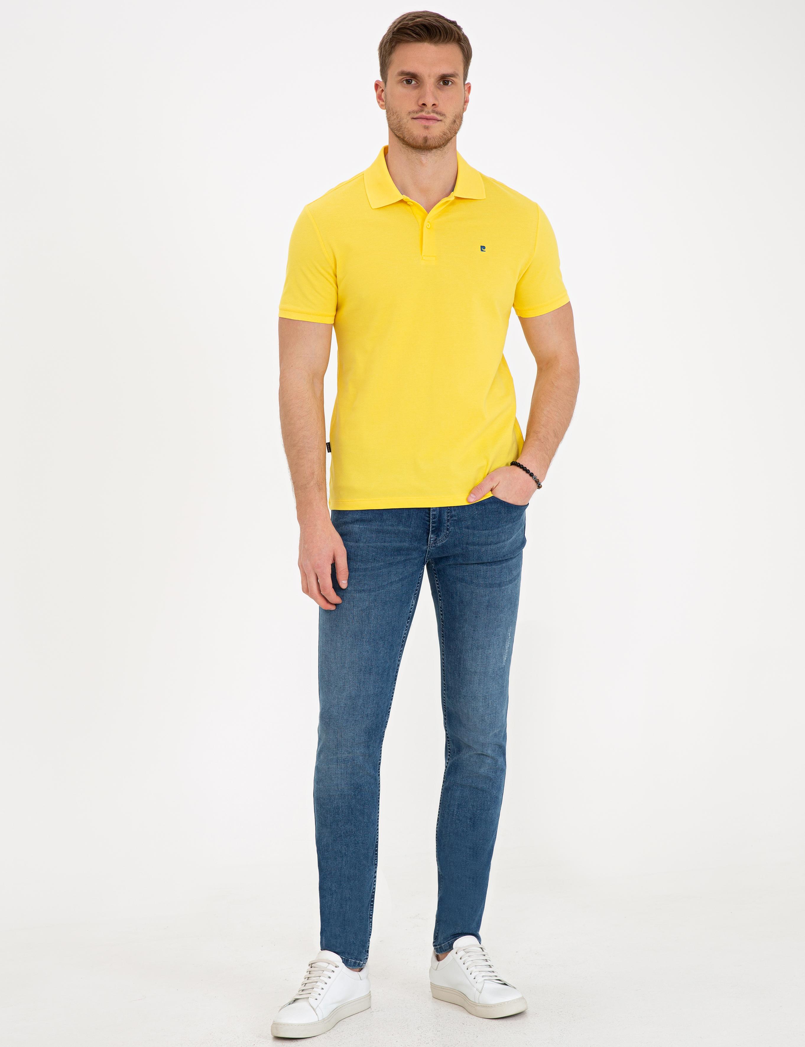 Sarı Slim Fit Polo Yaka Basic Tişört