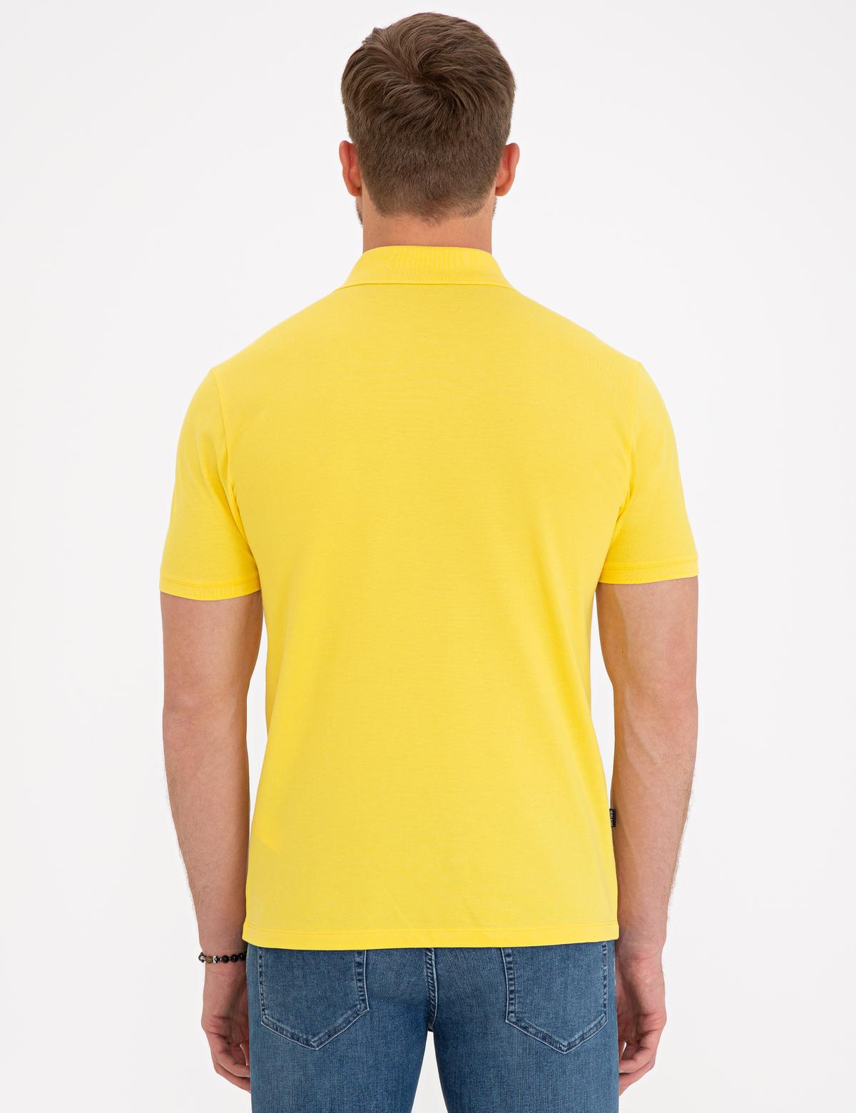 Sarı Slim Fit Polo Yaka Basic Tişört - 50239843122