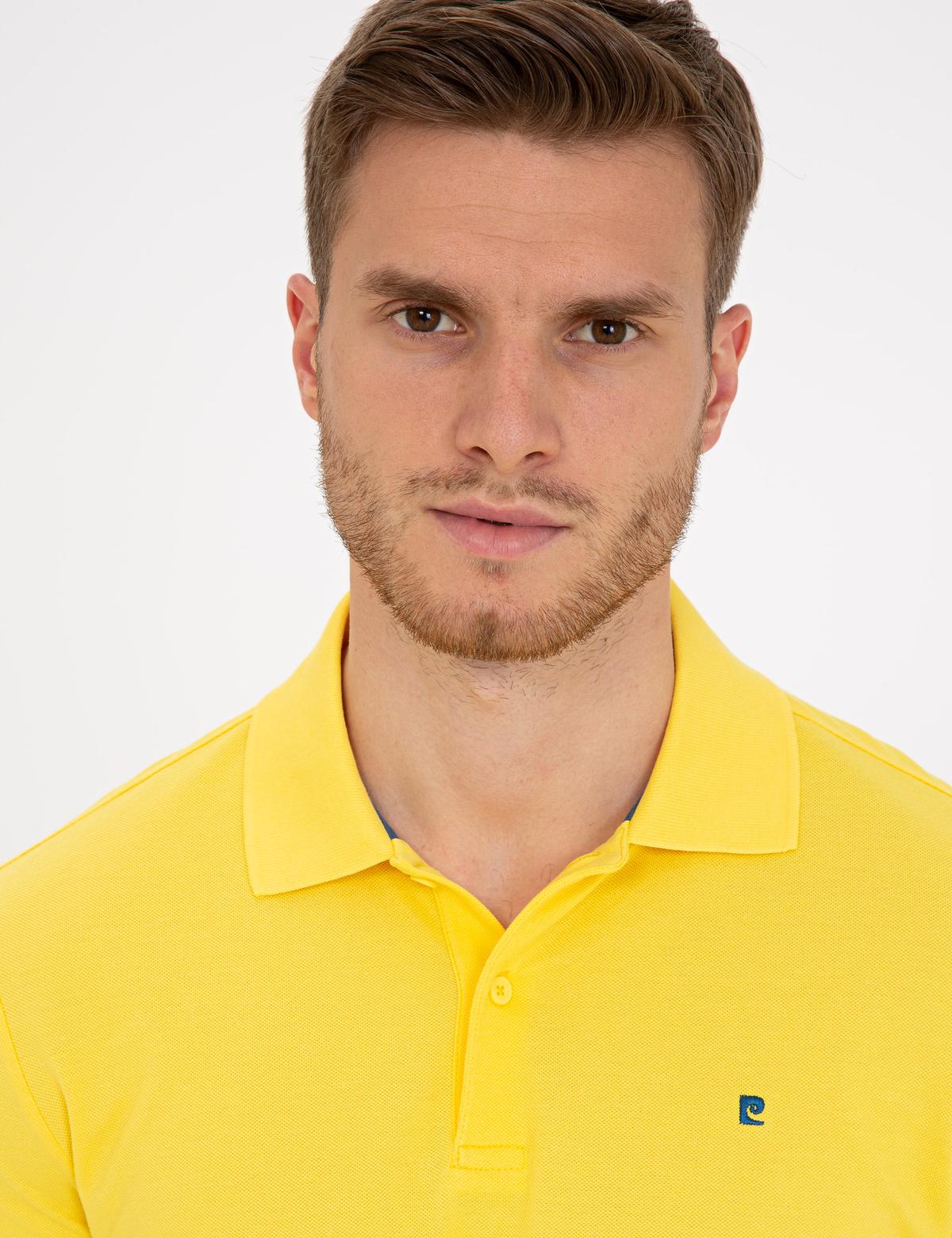 Sarı Slim Fit Polo Yaka Basic Tişört - 50239843122