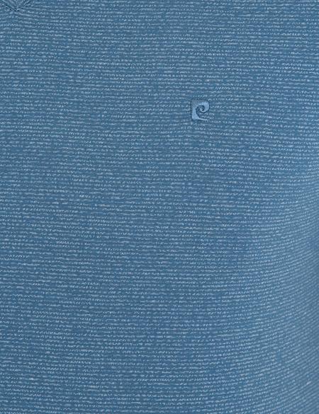 İndigo Mavi Slim Fit V Yaka T-Shirt - 50239847020