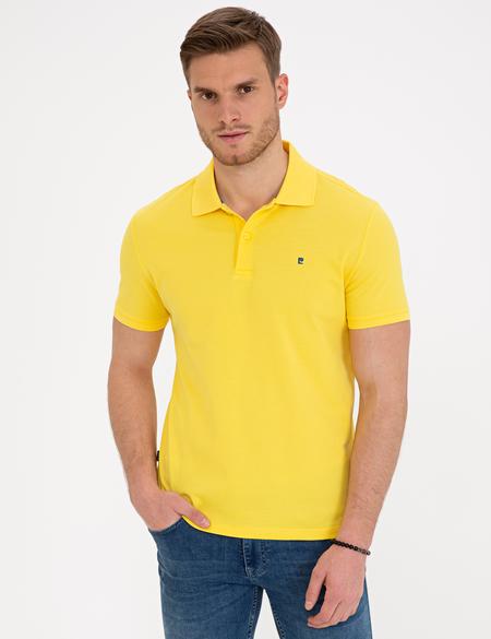 Sarı Slim Fit Polo Yaka Basic Tişört - 50239843122