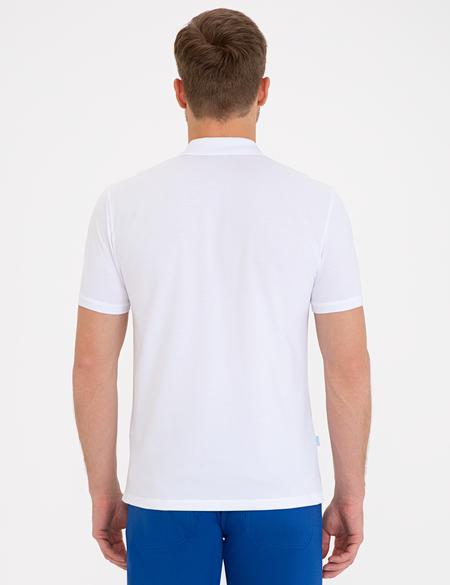 Beyaz Slim Fit Polo Yaka Basic Tişört - 50239843007