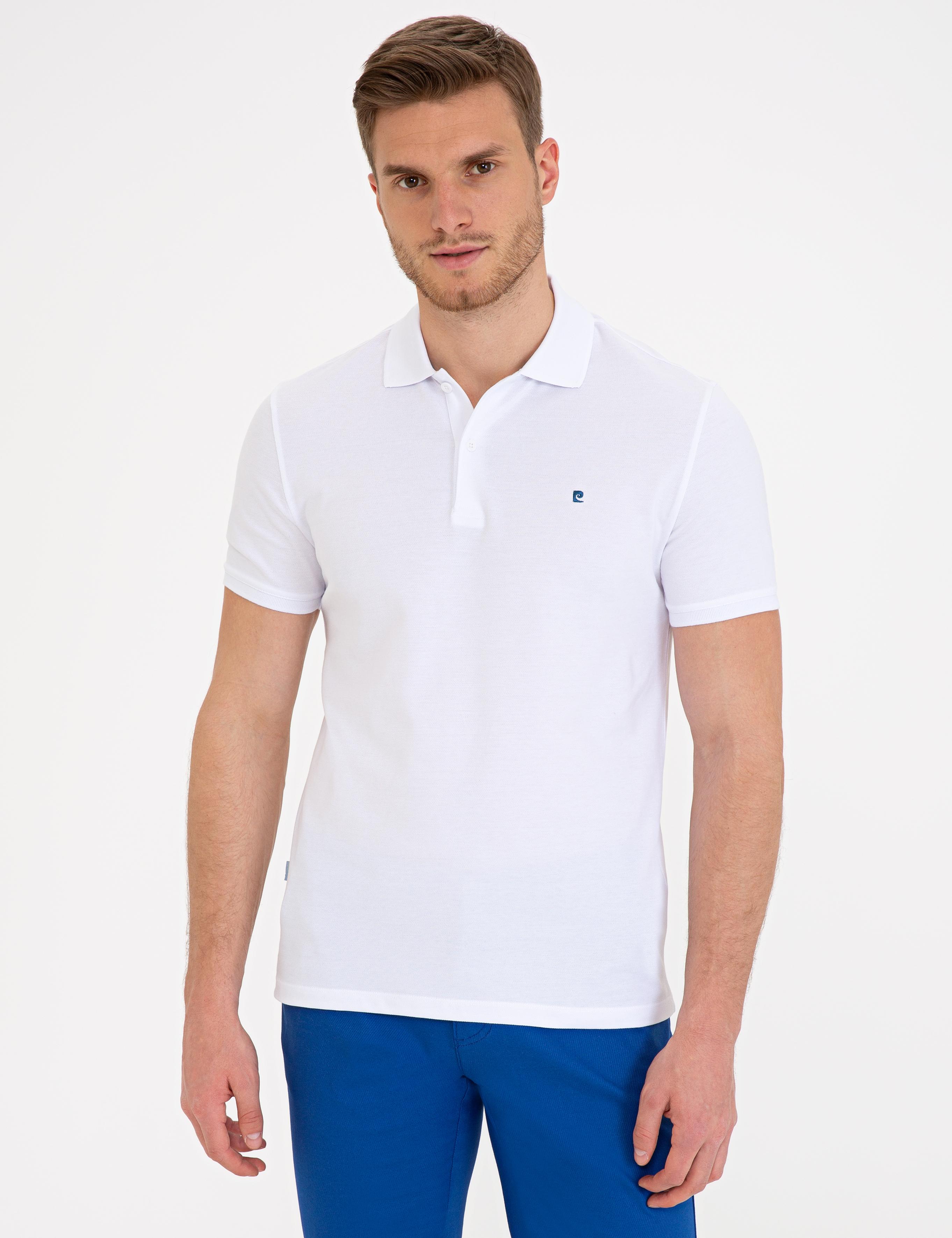 Beyaz Slim Fit Polo Yaka Basic Tişört