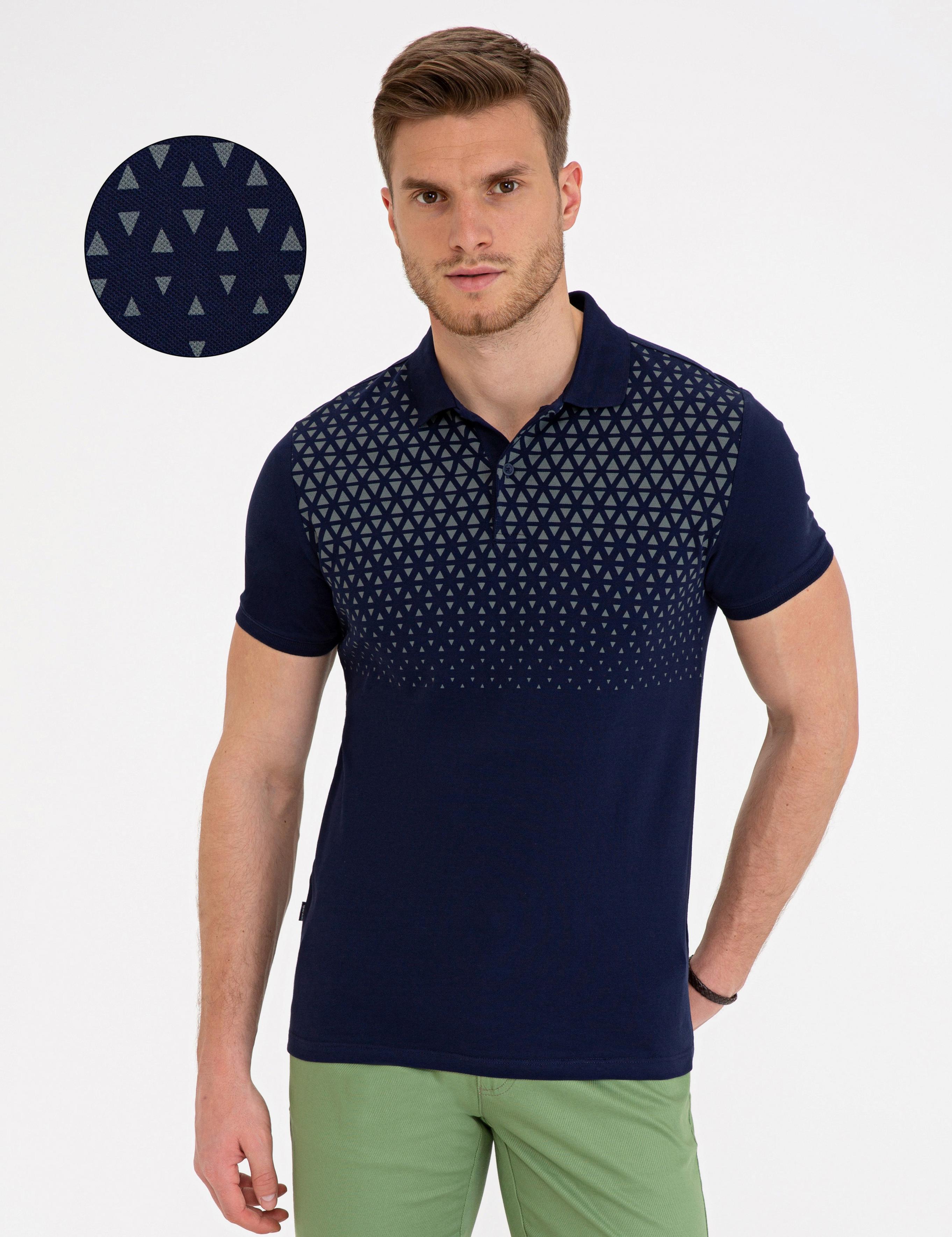 Lacivert Slim Fit Polo Yaka T-Shirt
