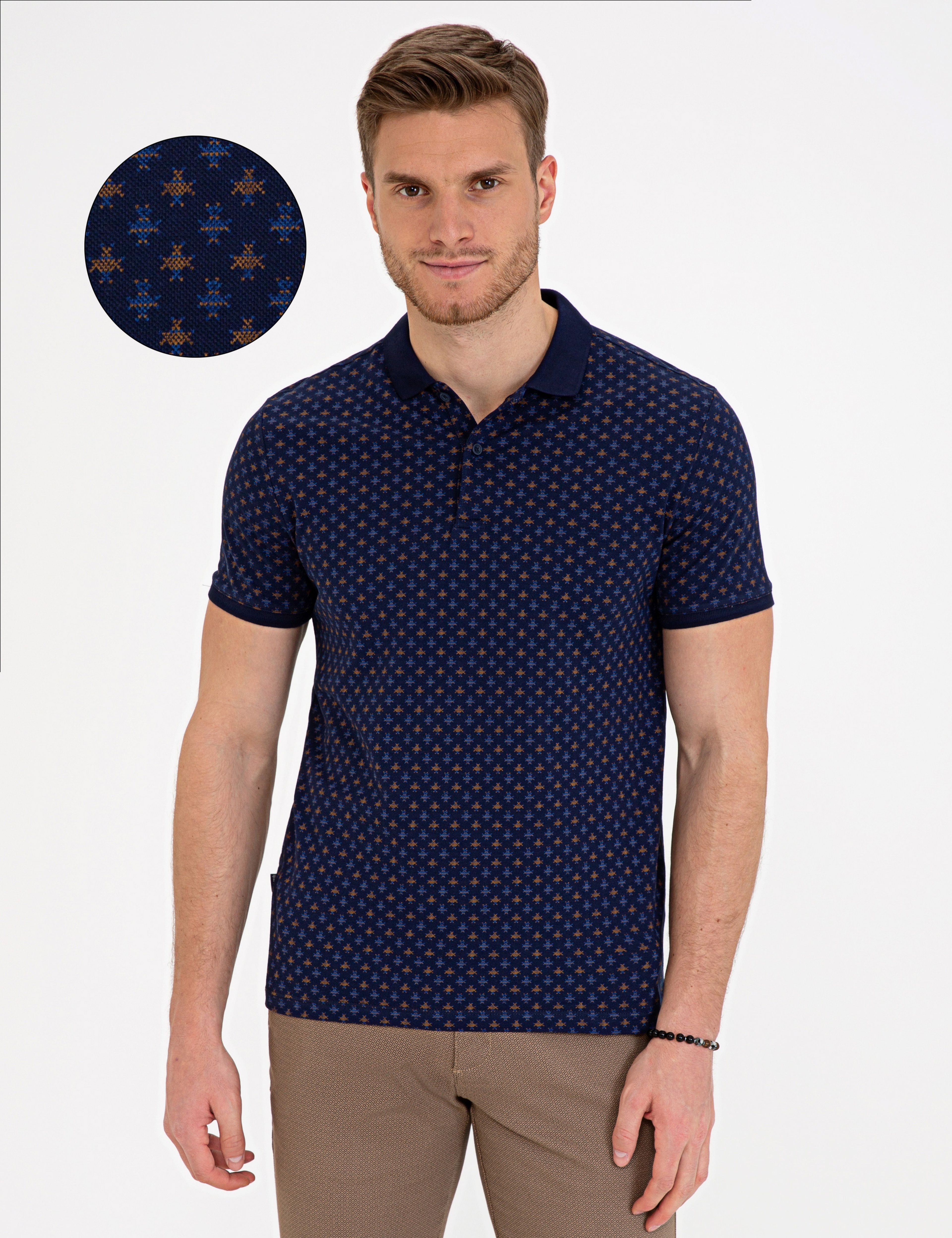 Lacivert Slim Fit Polo Yaka T-Shirt - Image 1