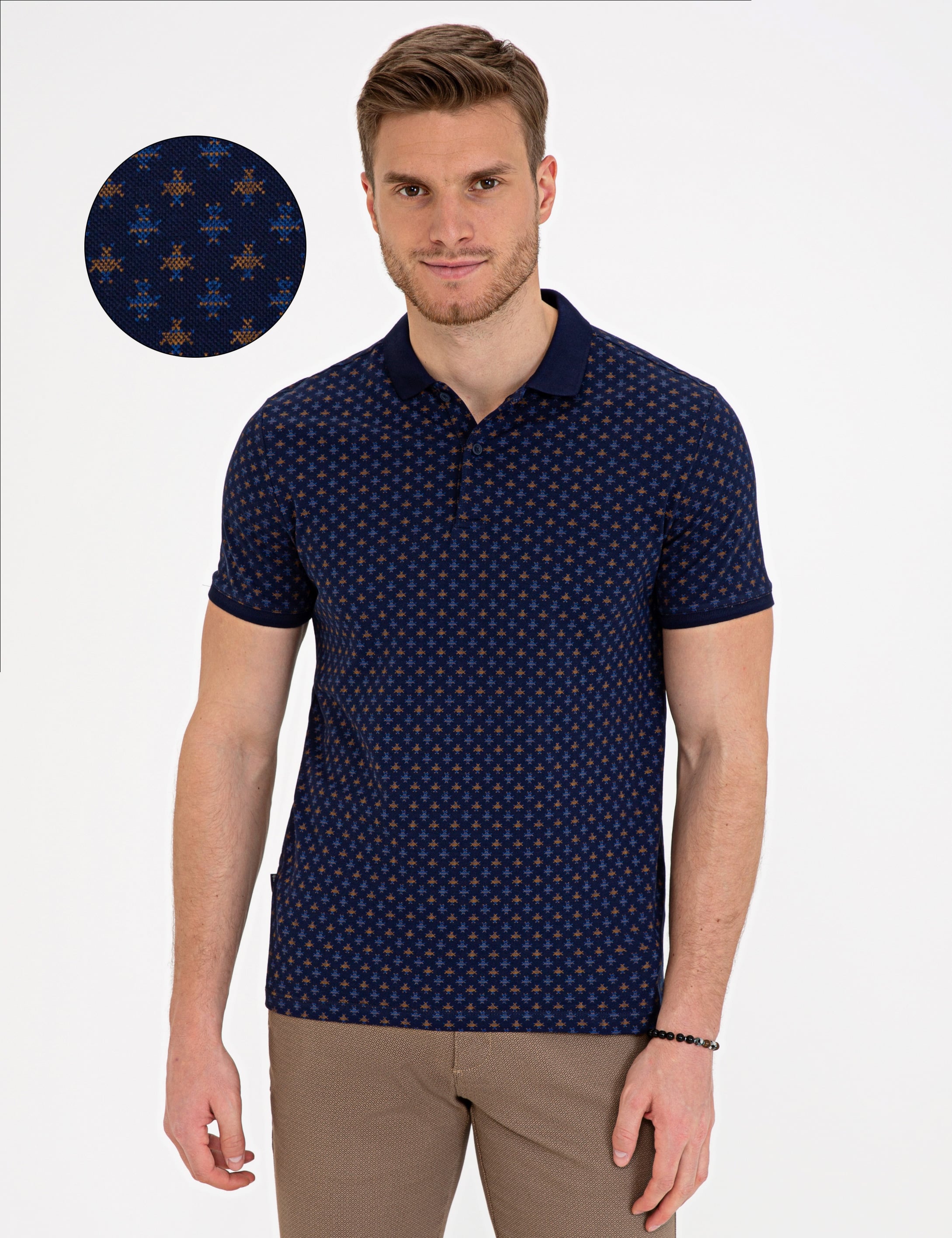 Lacivert Slim Fit Polo Yaka T-Shirt