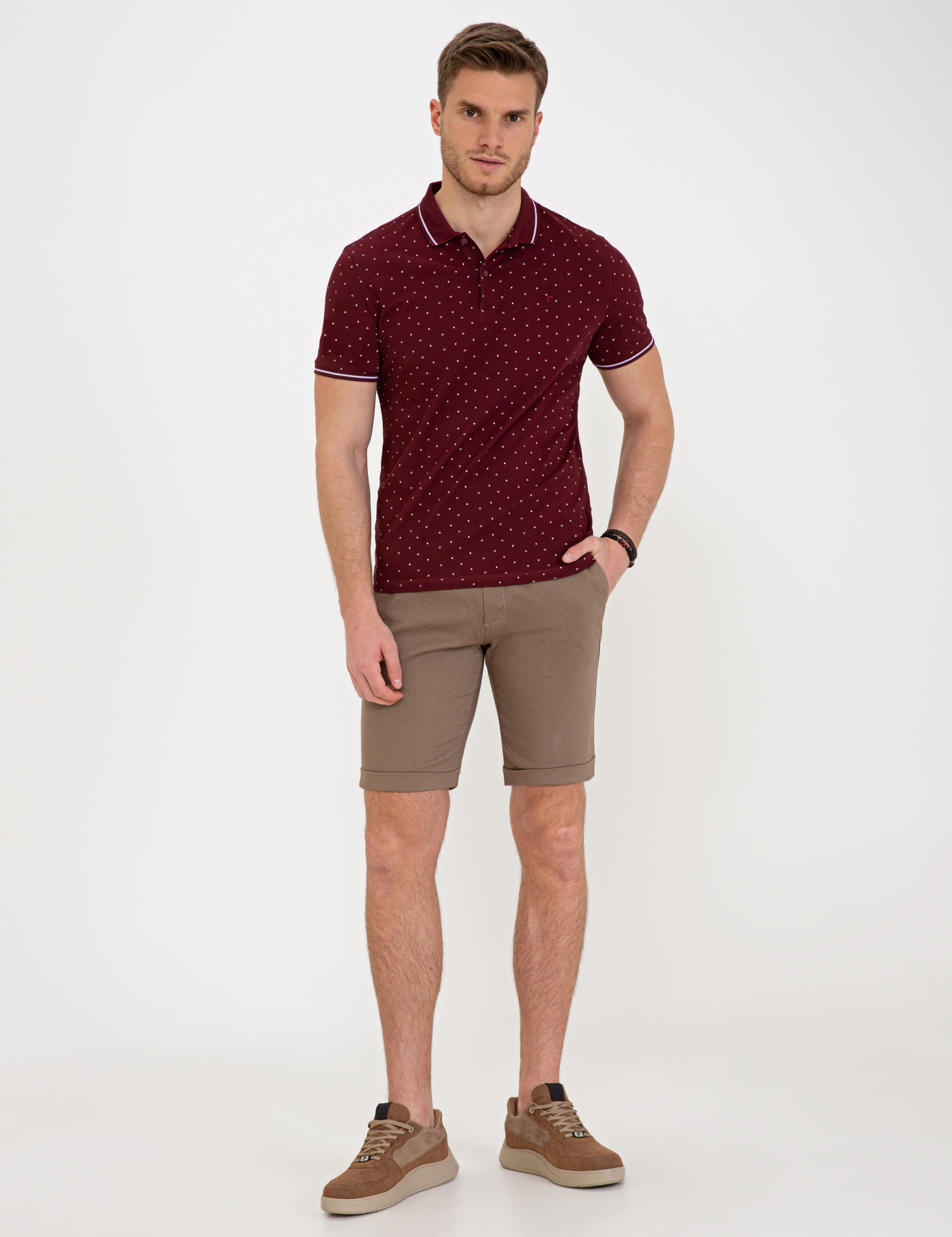 Bordo Slim Fit Polo Yaka Tişört - Image 4