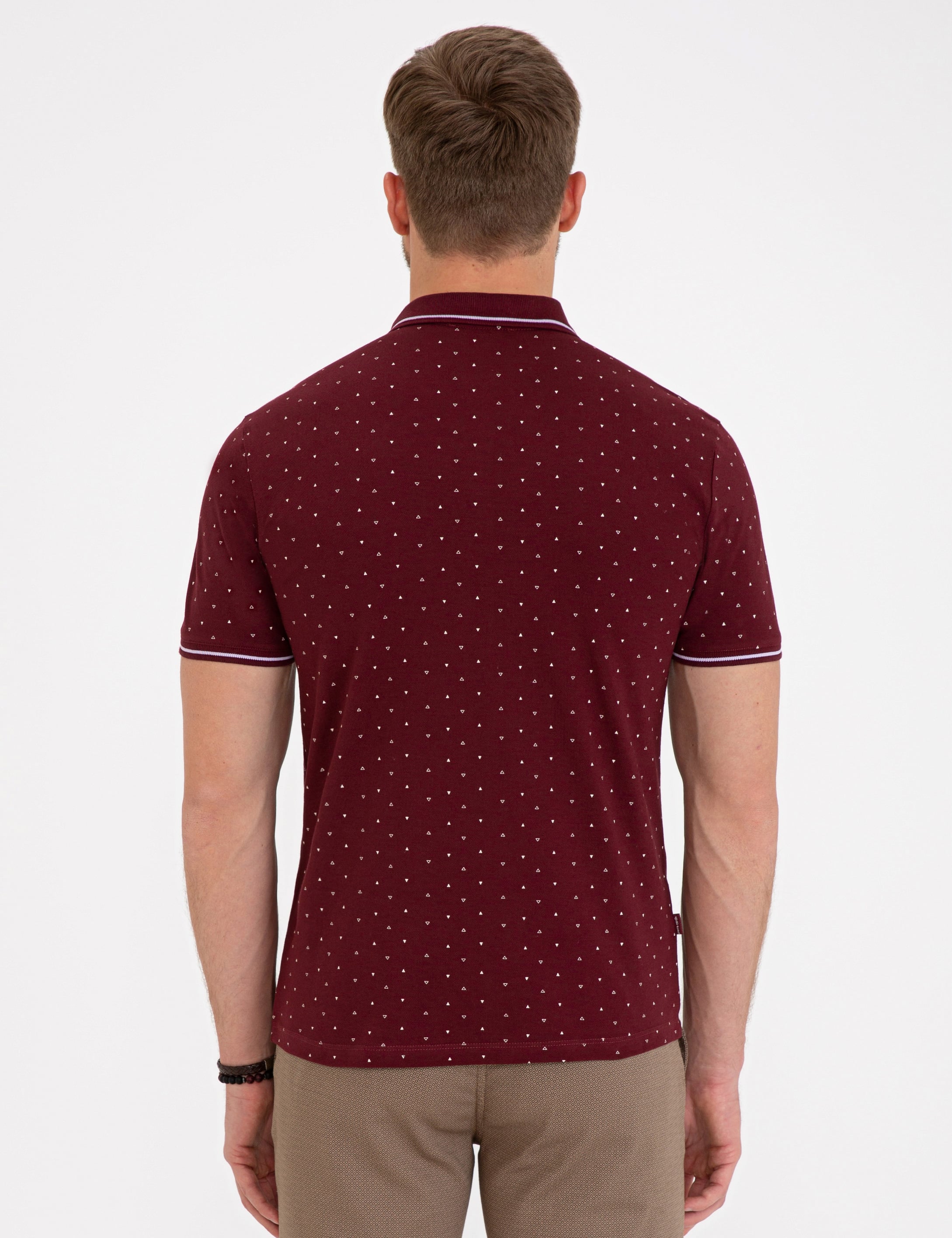 Bordo Slim Fit Polo Yaka Tişört - Image 3