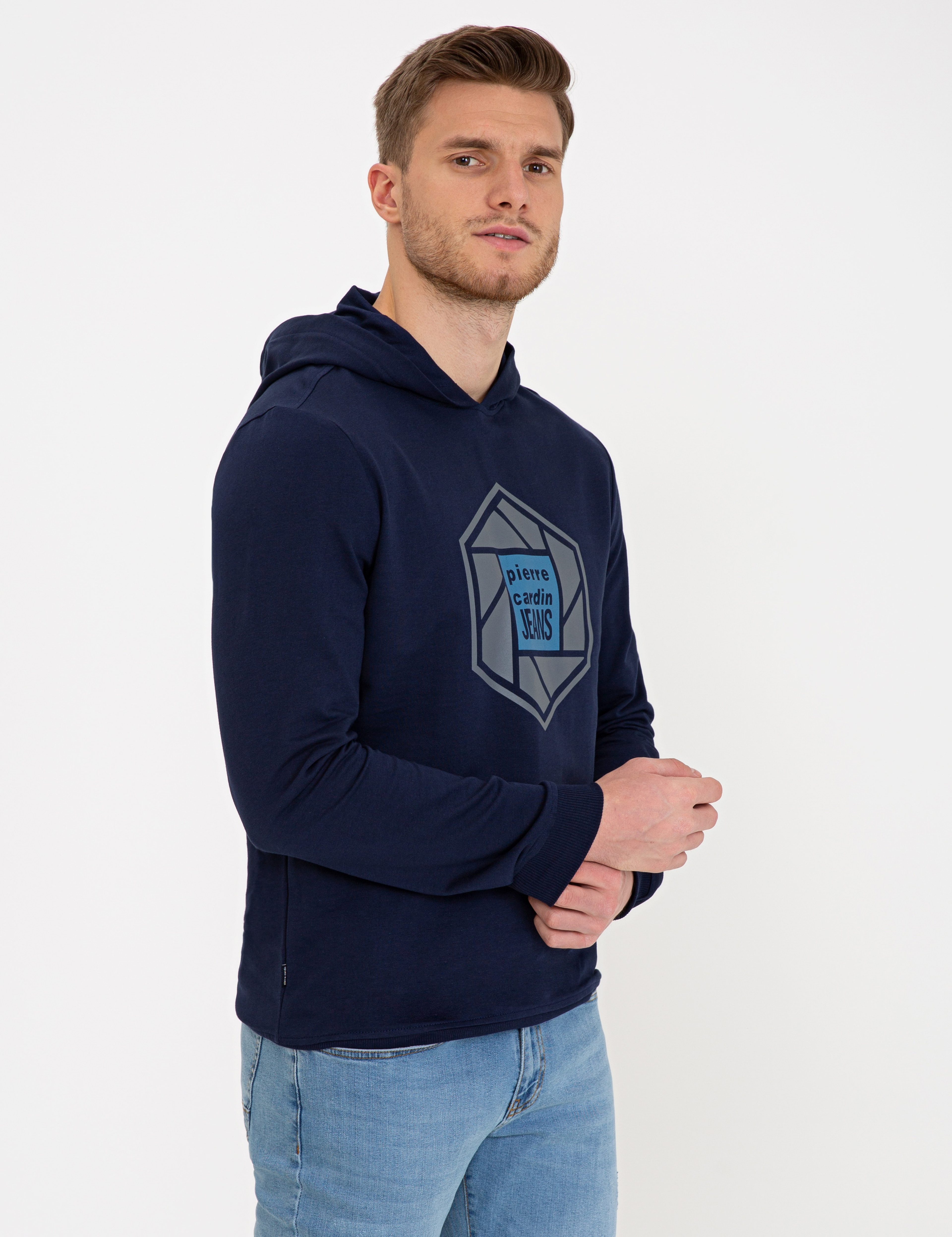 Lacivert Standart Fit Kapüşonlu Sweatshirt - Image 3