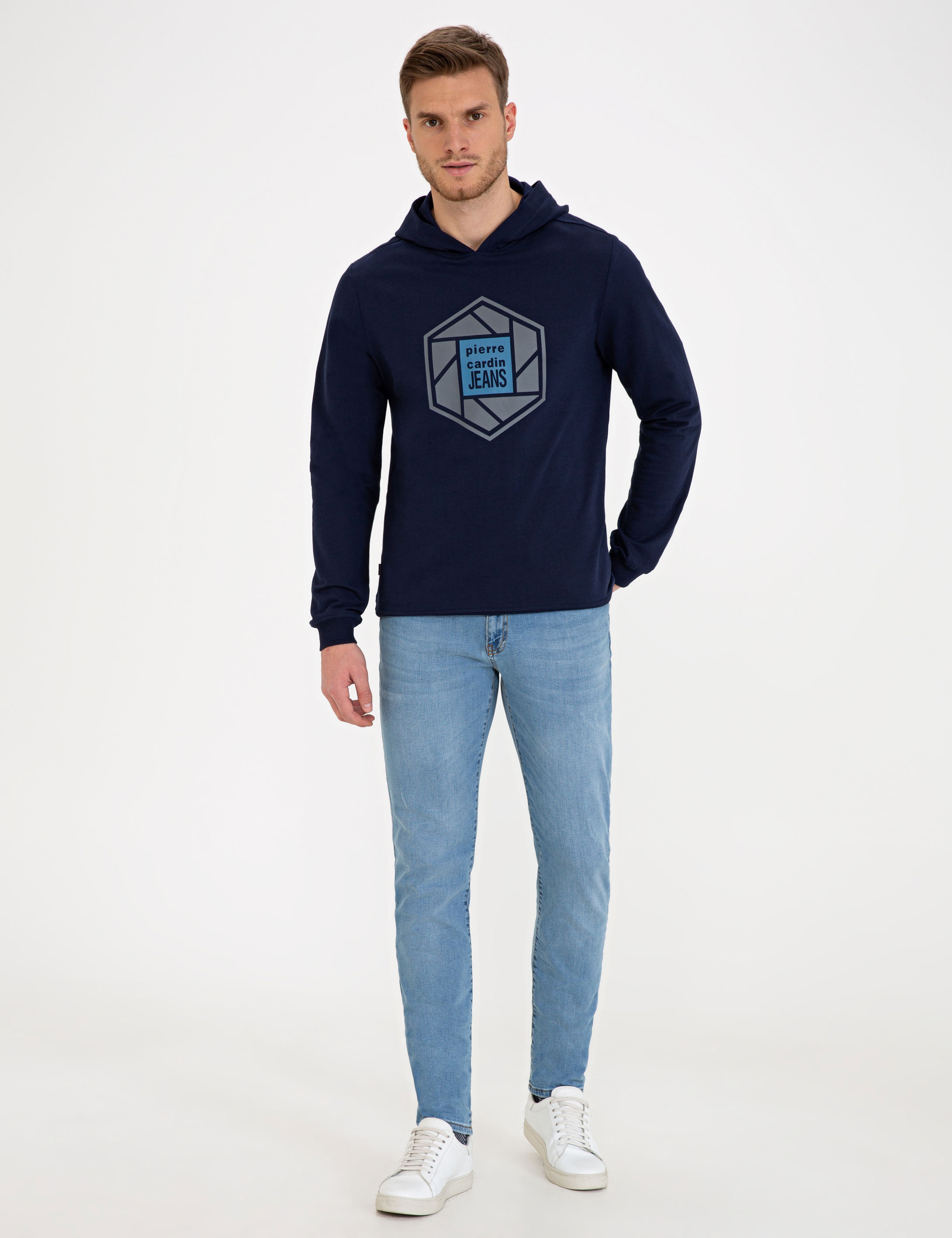 Lacivert Standart Fit Kapüşonlu Sweatshirt - Image 5