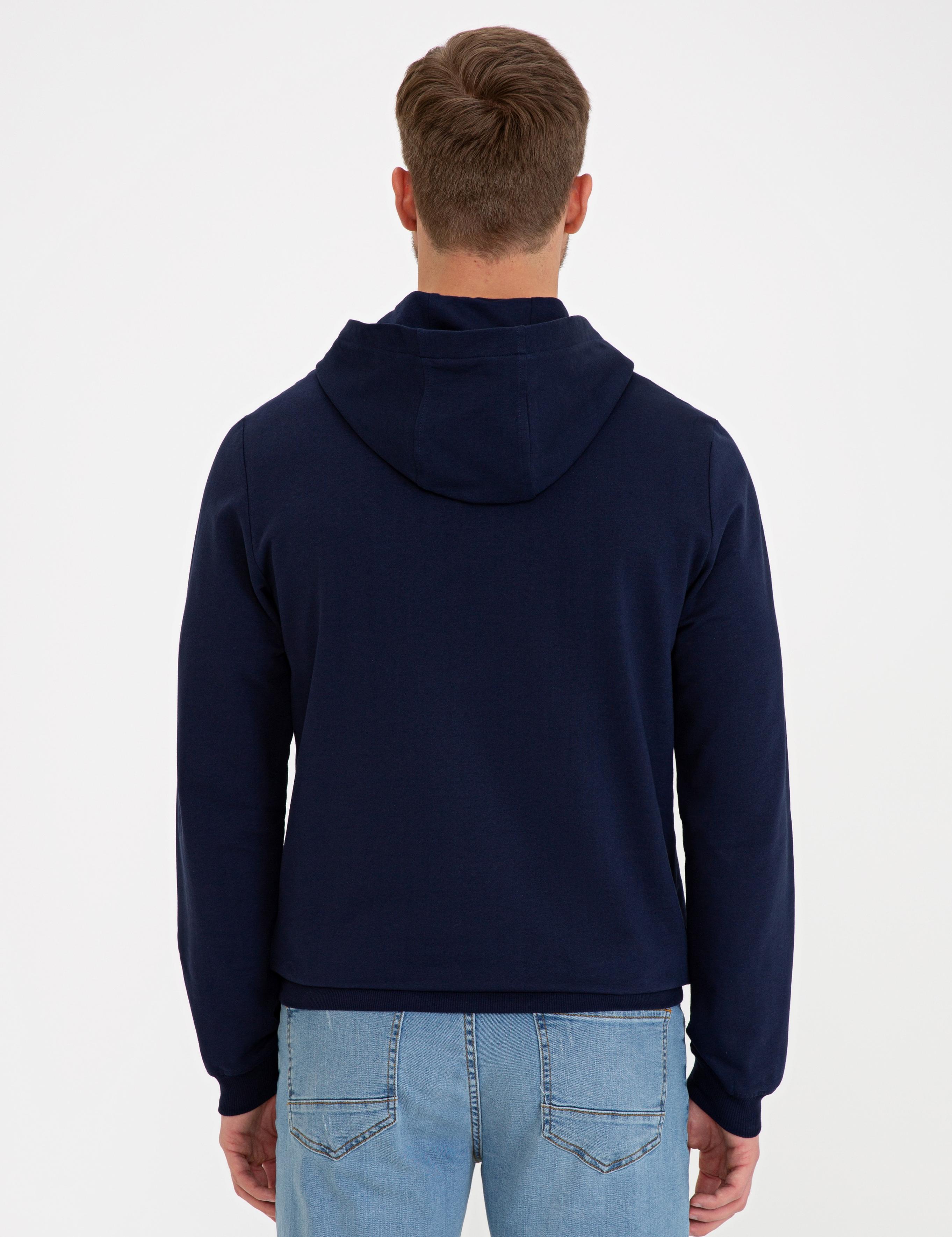 Lacivert Standart Fit Kapüşonlu Sweatshirt