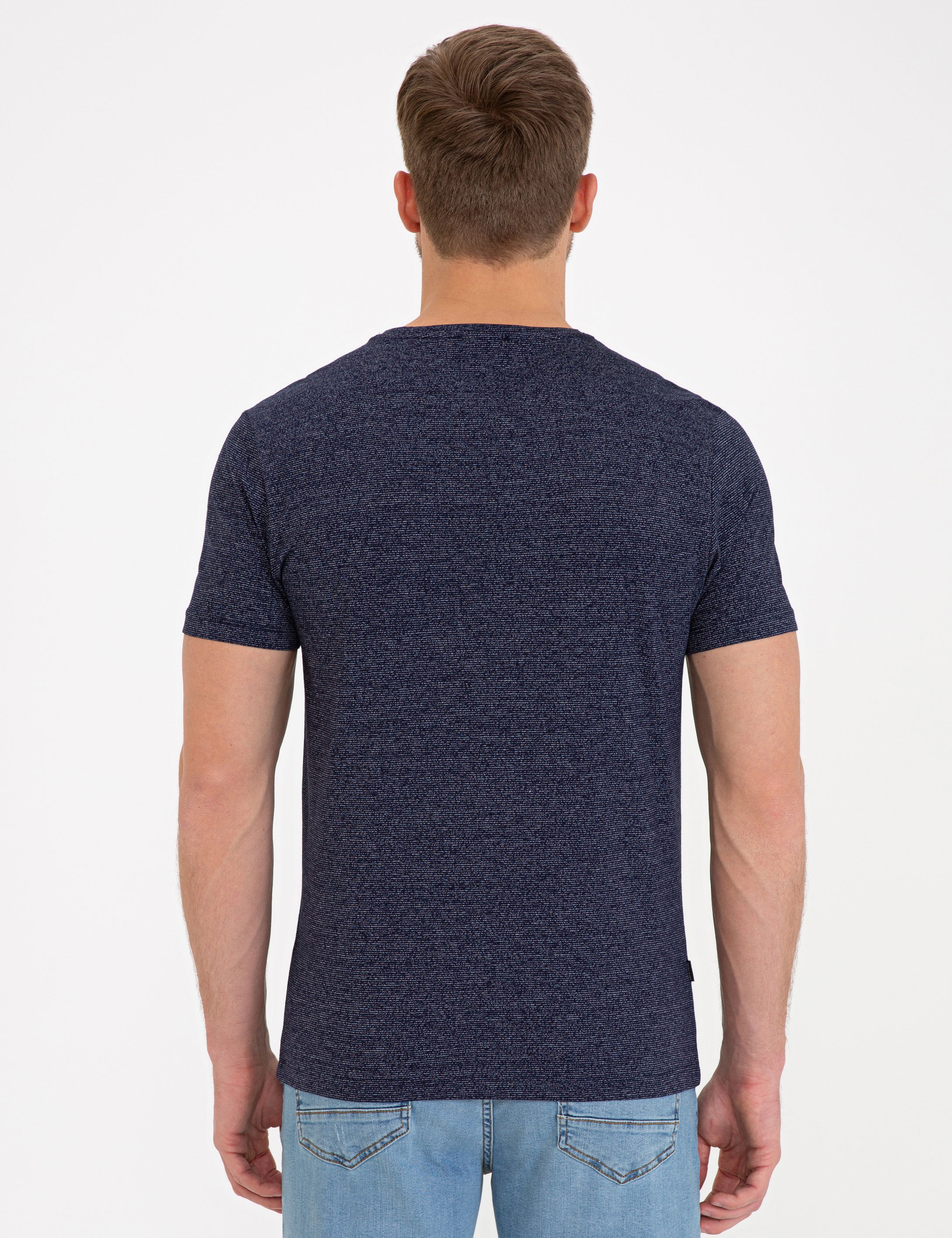 Lacivert Slim Fit V Yaka Tişört