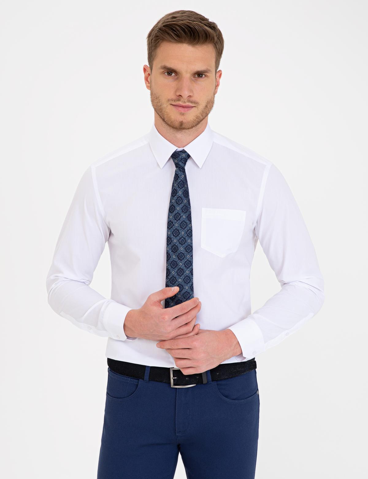 Beyaz Regular Fit Basic Gömlek