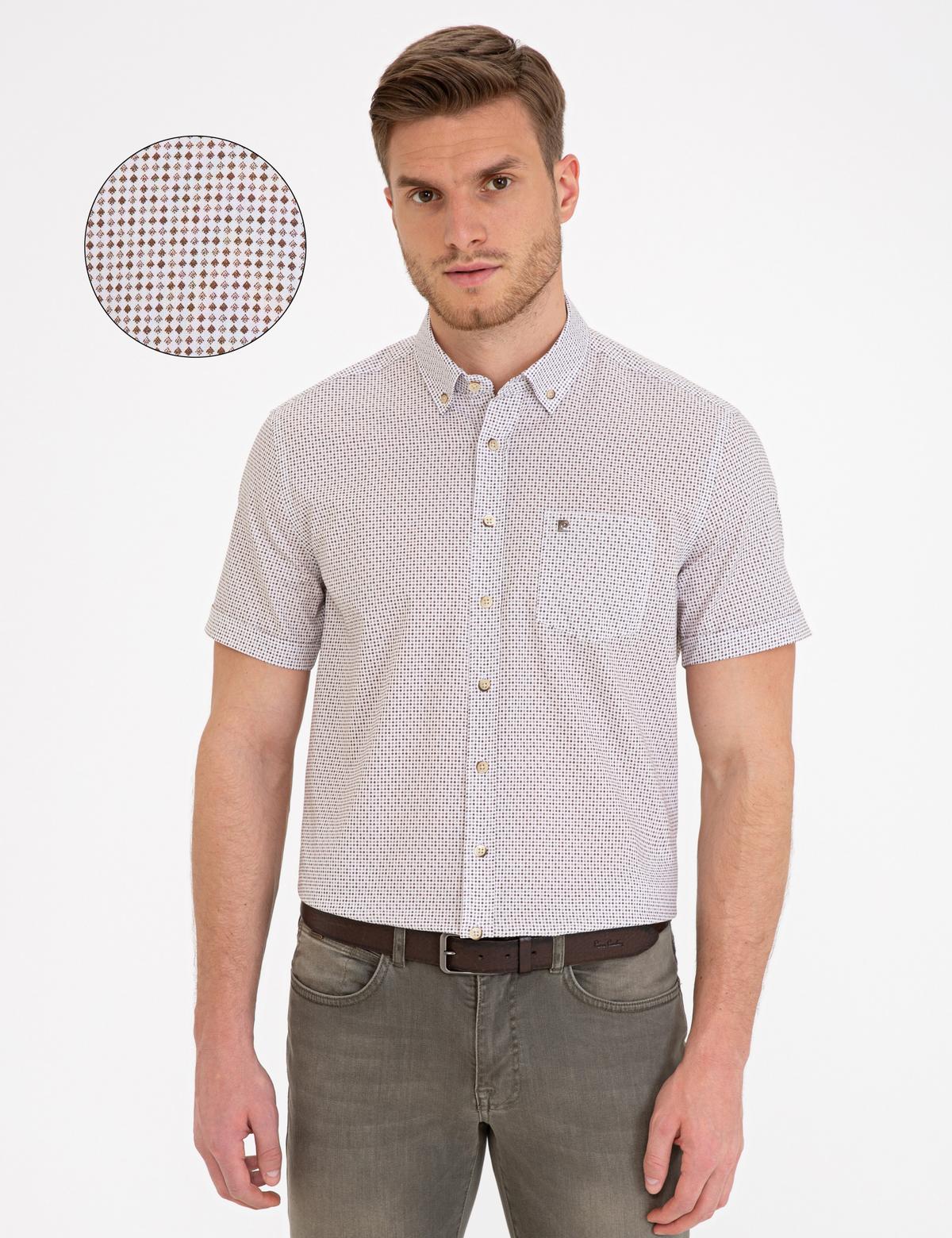 Kahverengi Regular Fit Kısa Kollu Gömlek