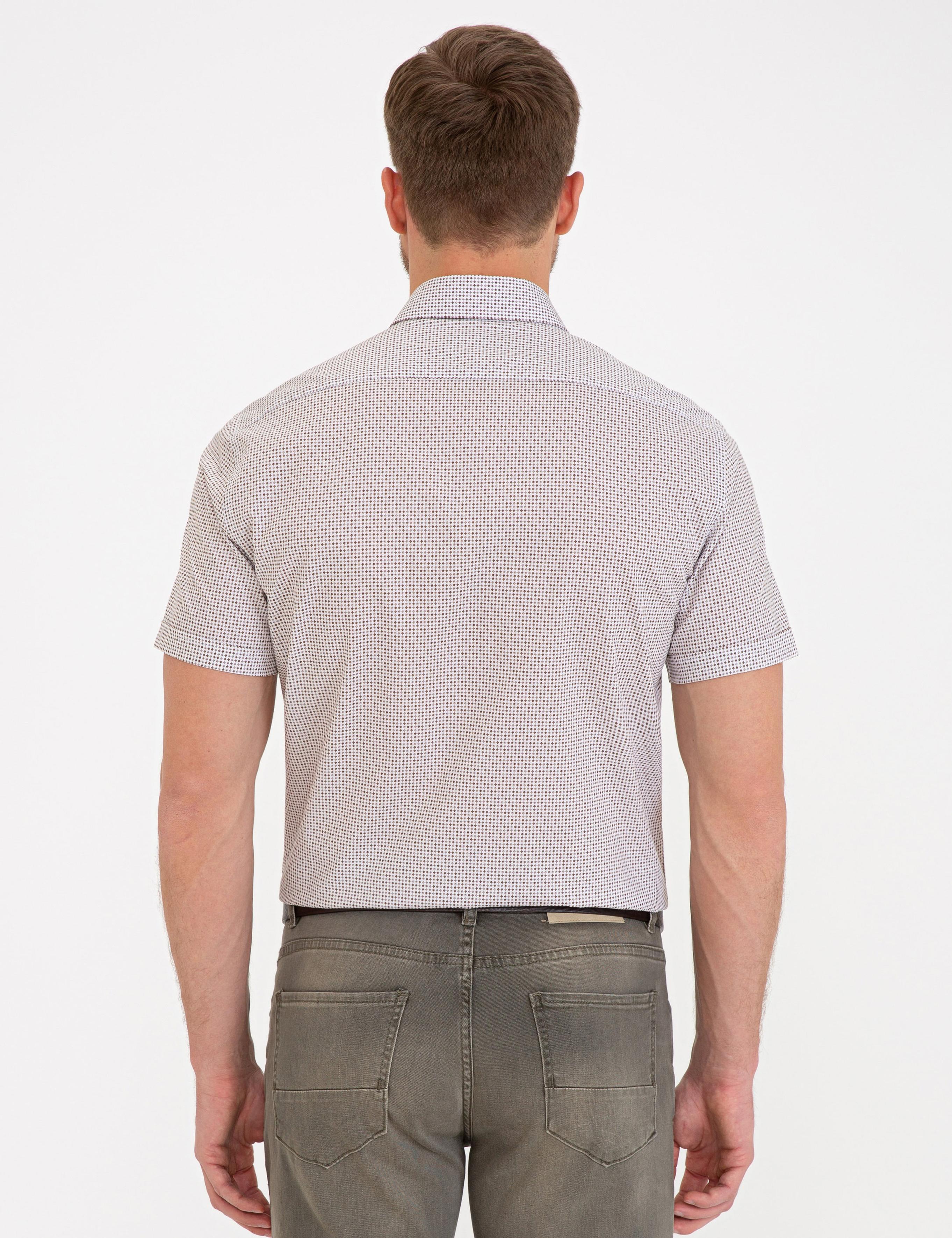 Kahverengi Regular Fit Kısa Kollu Gömlek