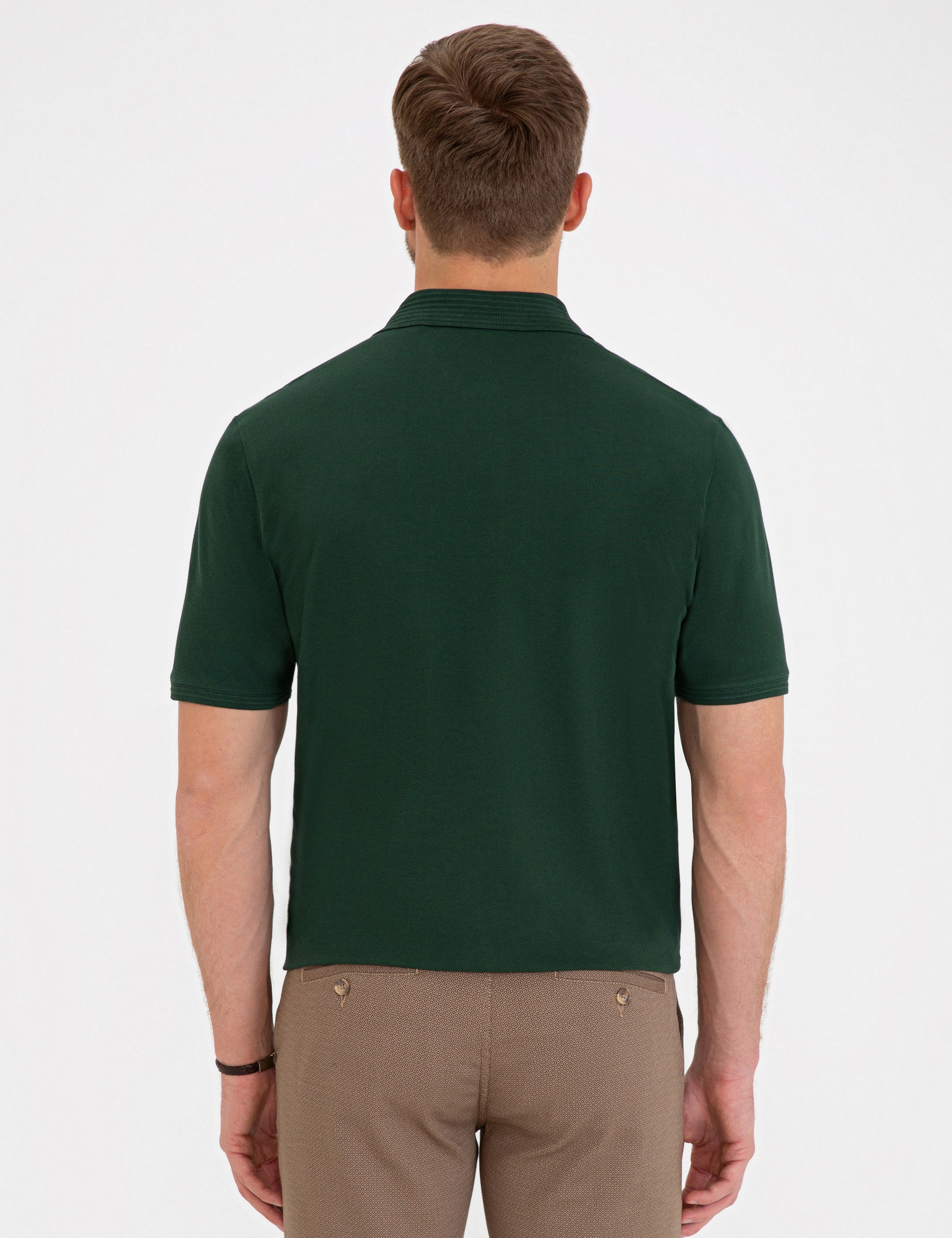 Koyu Yeşil Regular Fit Basic Tişört - Image 3