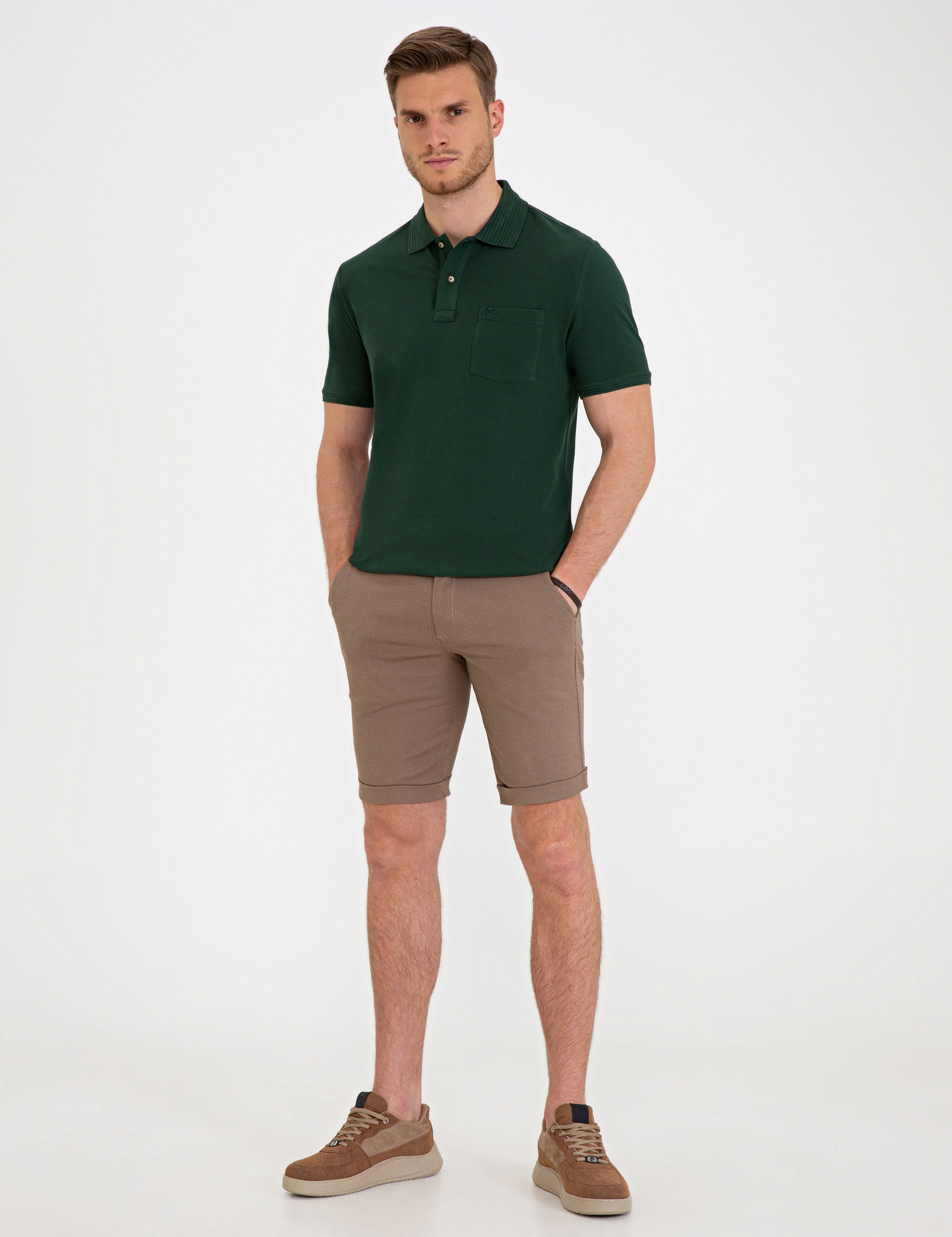 Koyu Yeşil Regular Fit Basic Tişört - Image 4