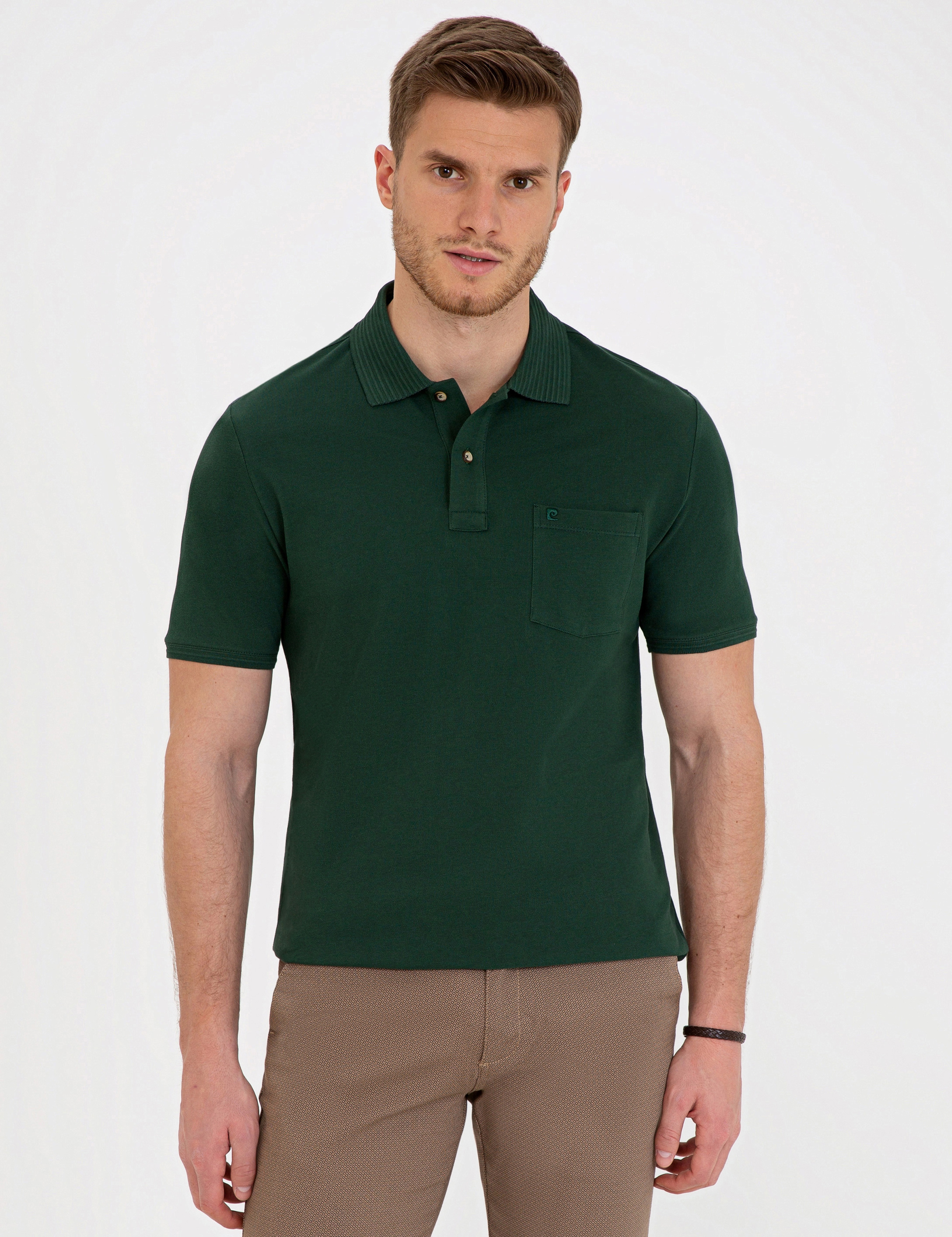 Koyu Yeşil Regular Fit Basic Tişört - Image 1