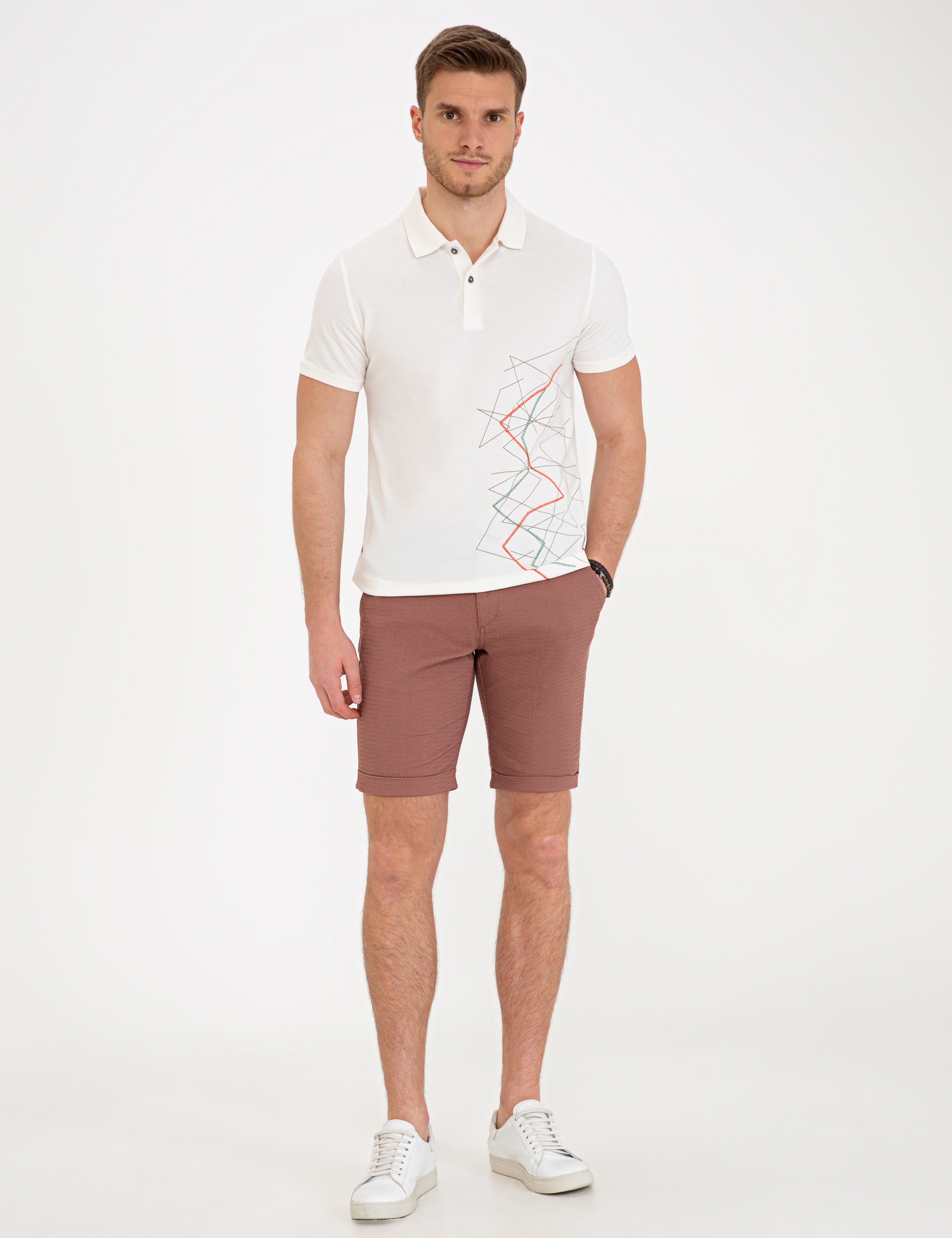 Beyaz Slim Fit Polo Yaka Tişört