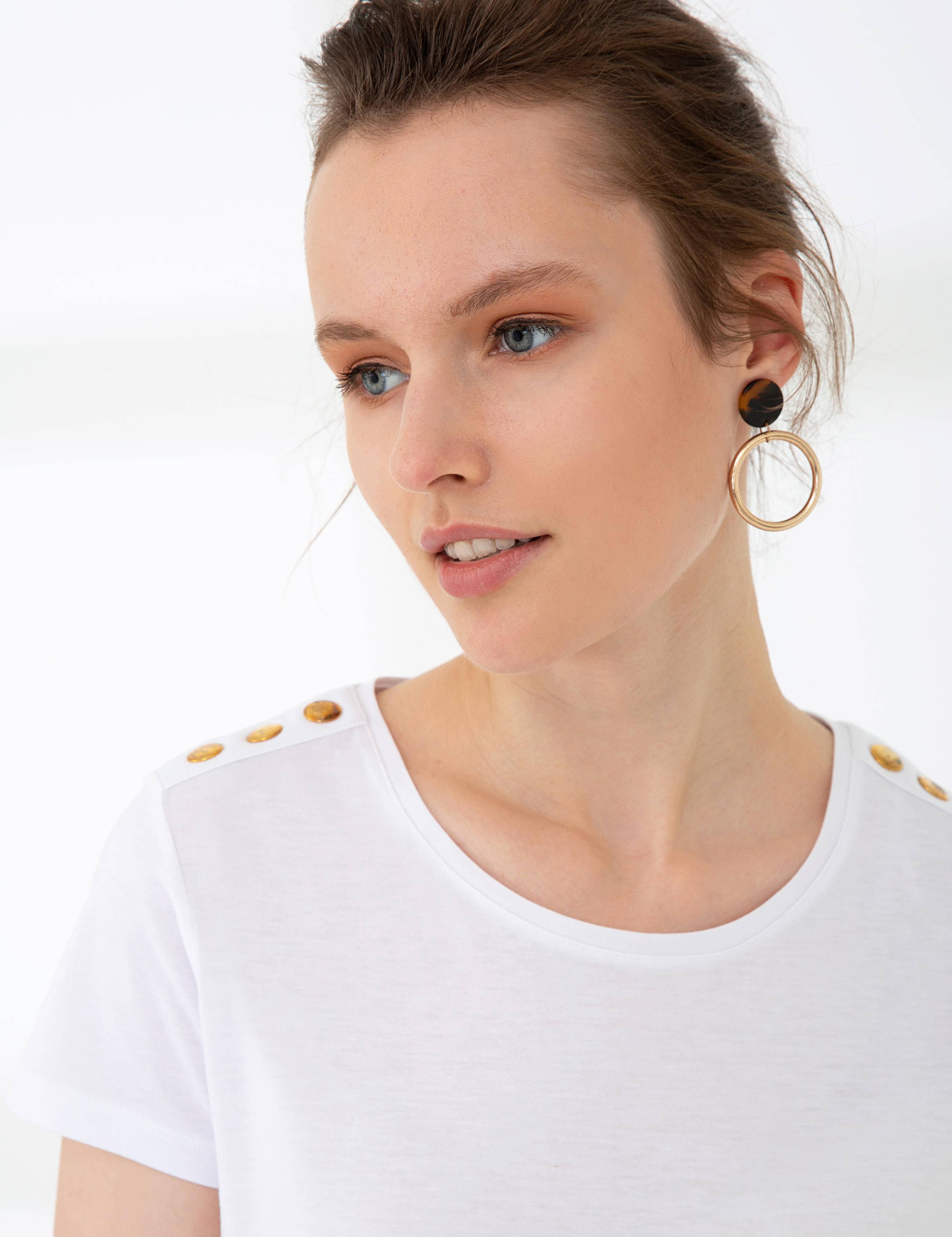 Beyaz Standart Fit Bisiklet Yaka T-Shirt