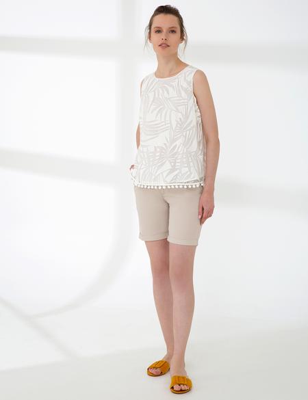 Bej Bermuda Şort - 50201244021