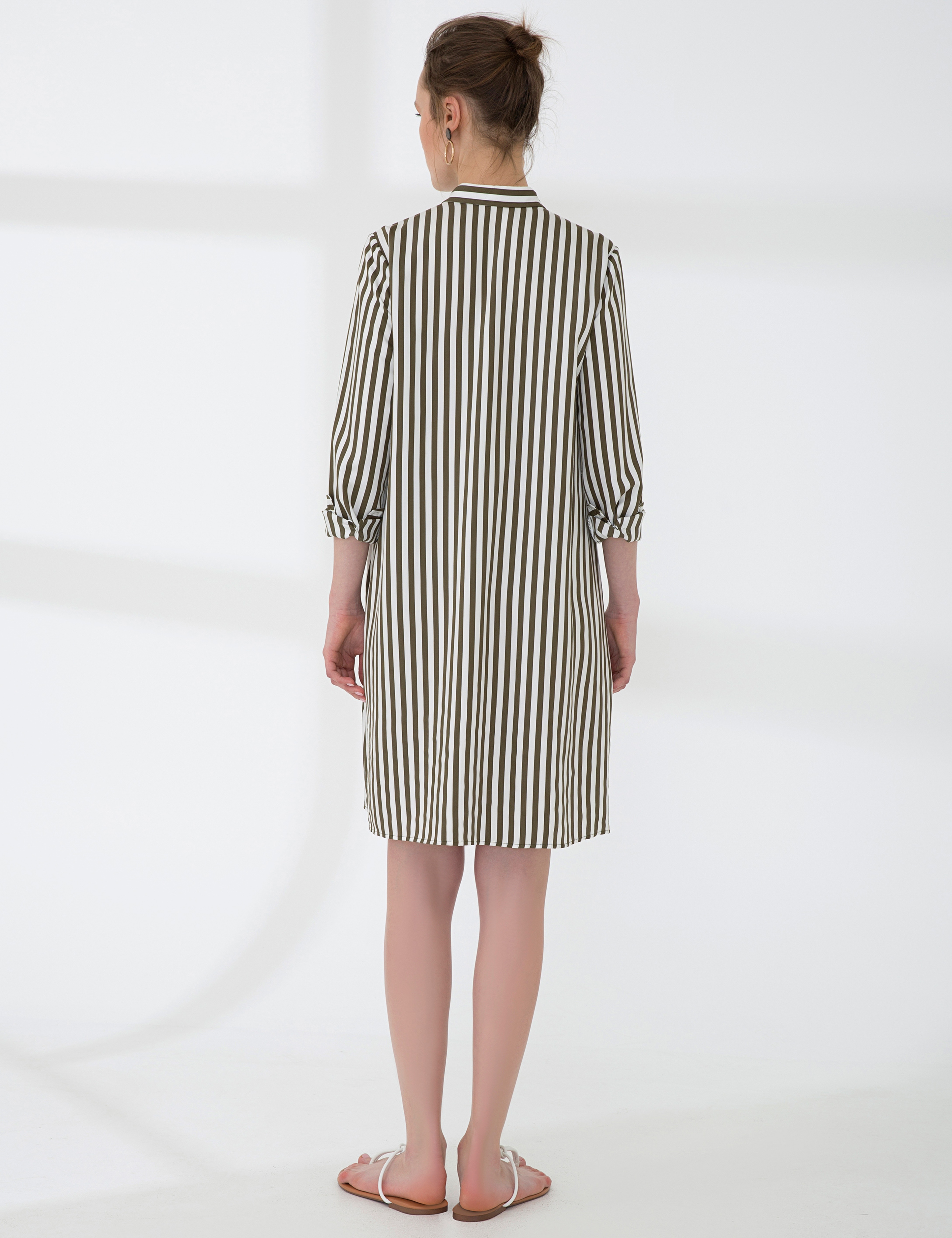 Haki Comfort Fit Dokuma Elbise - Image 5