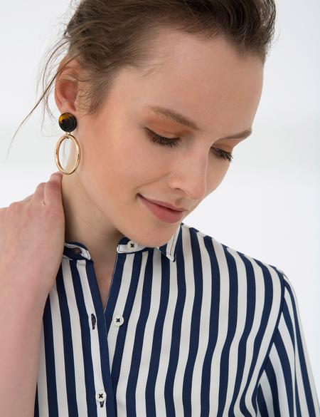 Lacivert Comfort Fit Dokuma Elbise - 50202672006