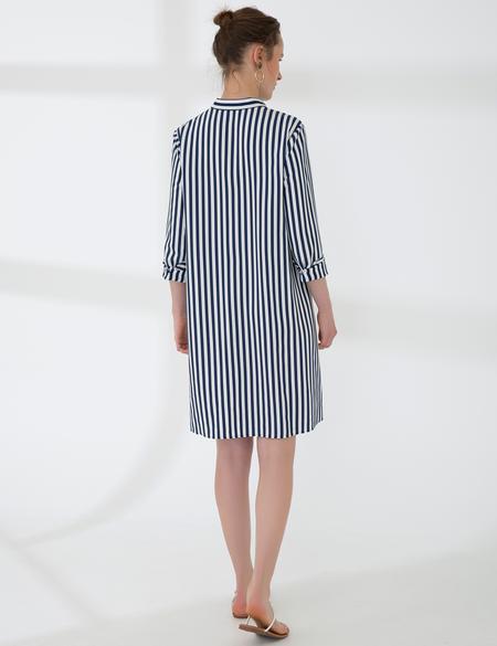 Lacivert Comfort Fit Dokuma Elbise - 50202672006