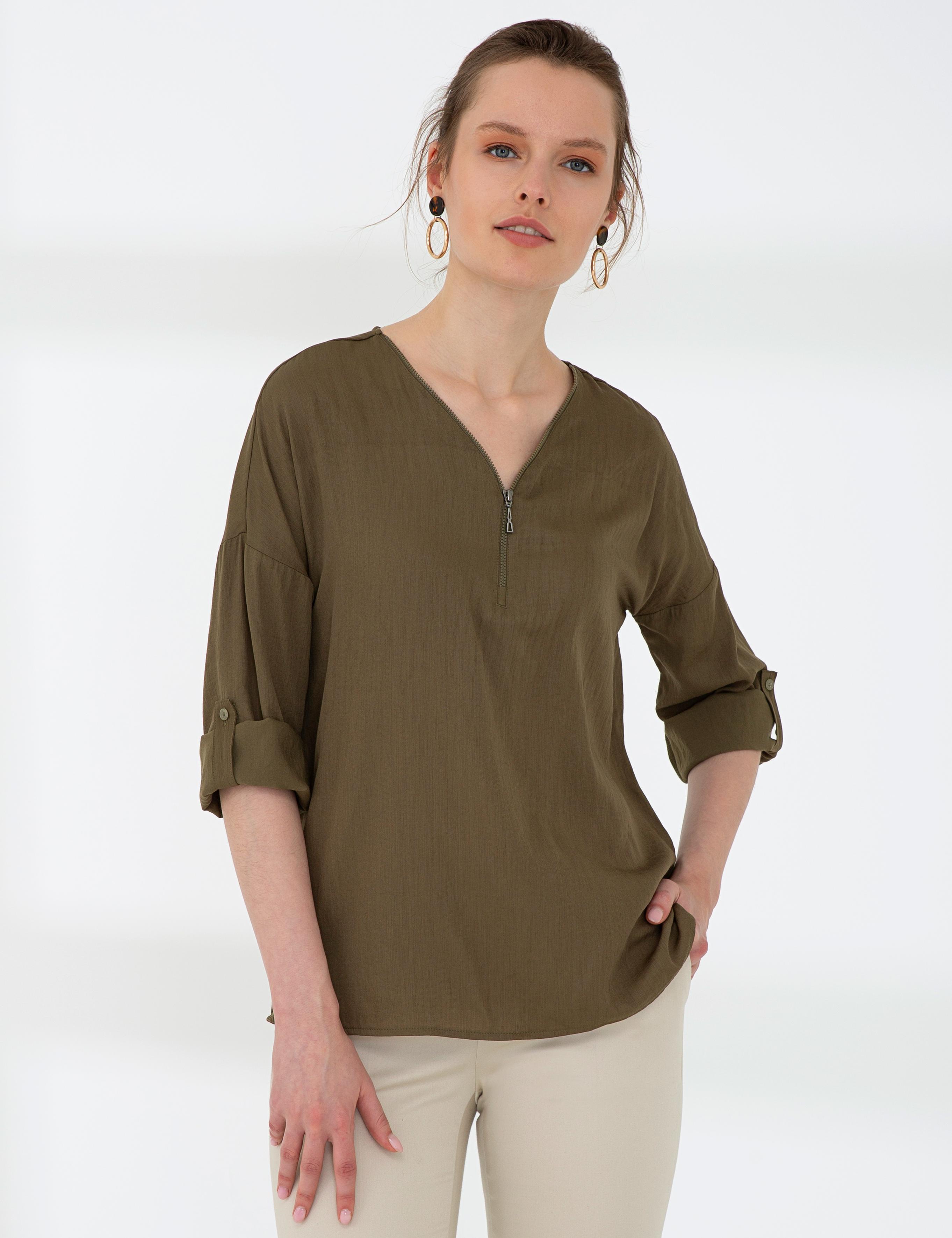 Haki Comfort Fit Uzun Kollu Gömlek