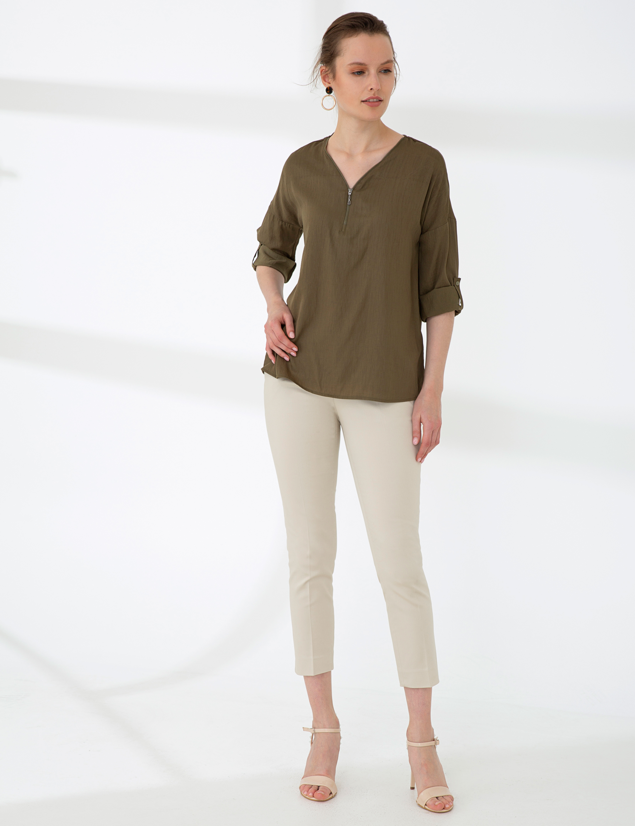 Haki Comfort Fit Uzun Kollu Gömlek