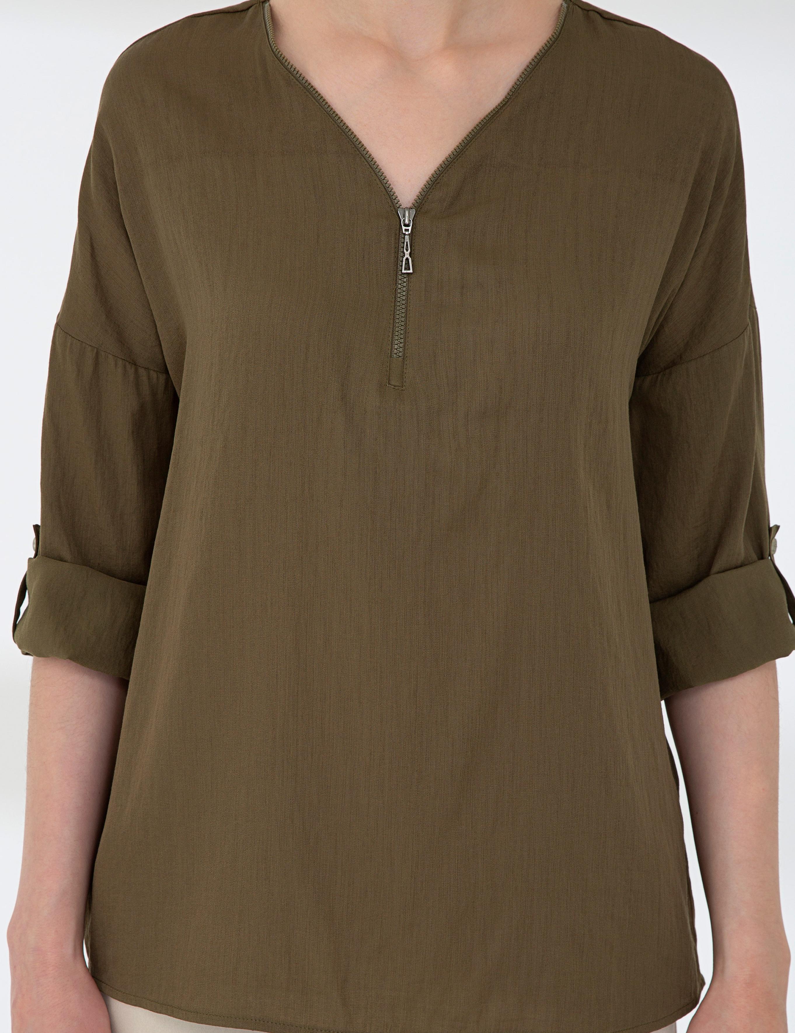 Haki Comfort Fit Uzun Kollu Gömlek