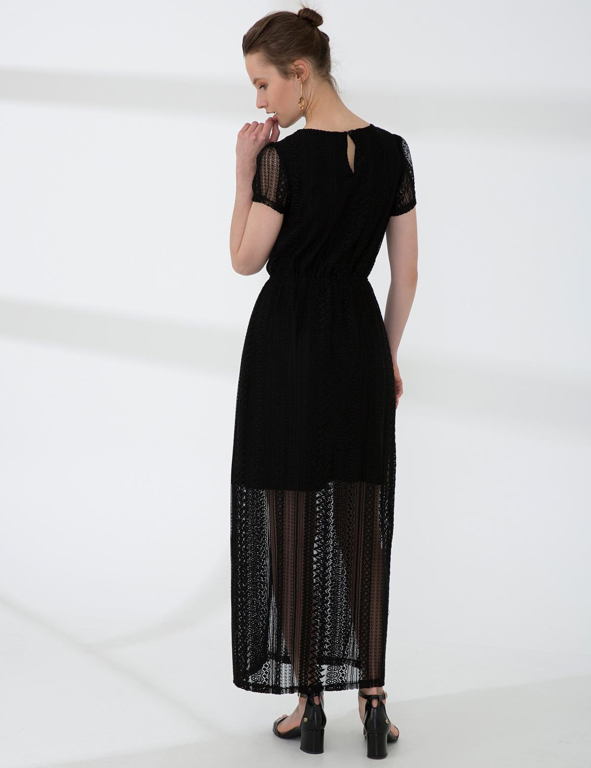 Siyah Dokuma Elbise - 50202829008