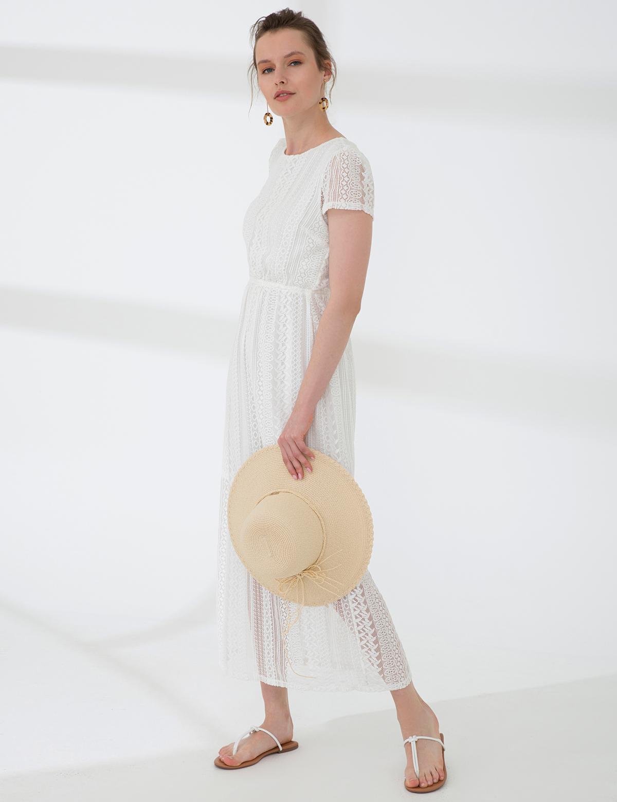 Beyaz Dokuma Elbise - 50202829004