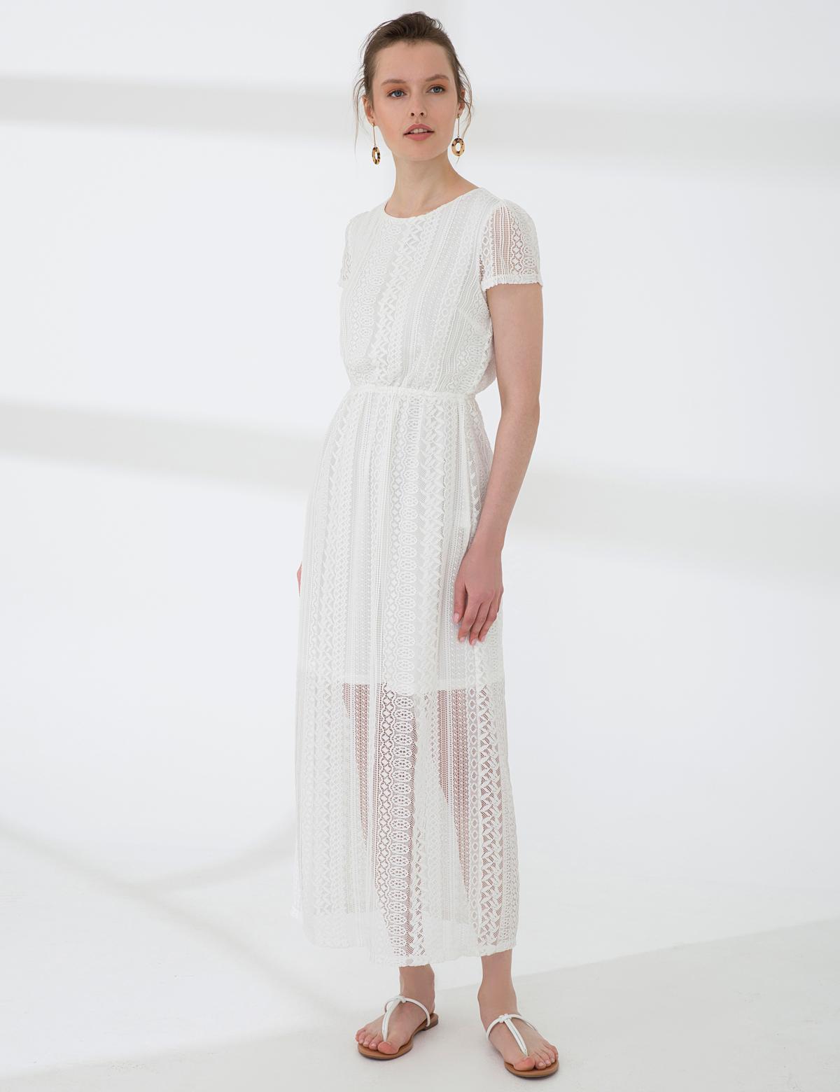 Beyaz Dokuma Elbise - 50202829004