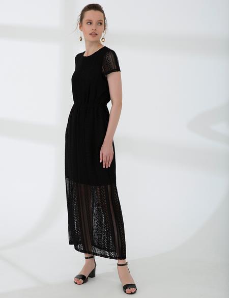 Siyah Dokuma Elbise - 50202829008