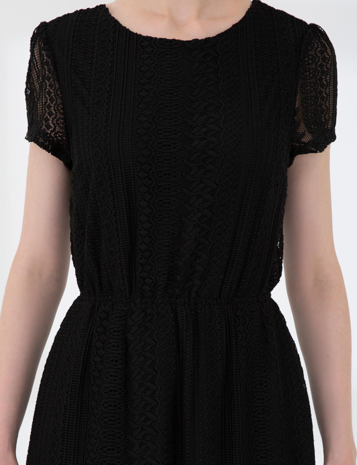 Siyah Dokuma Elbise - 50202829008