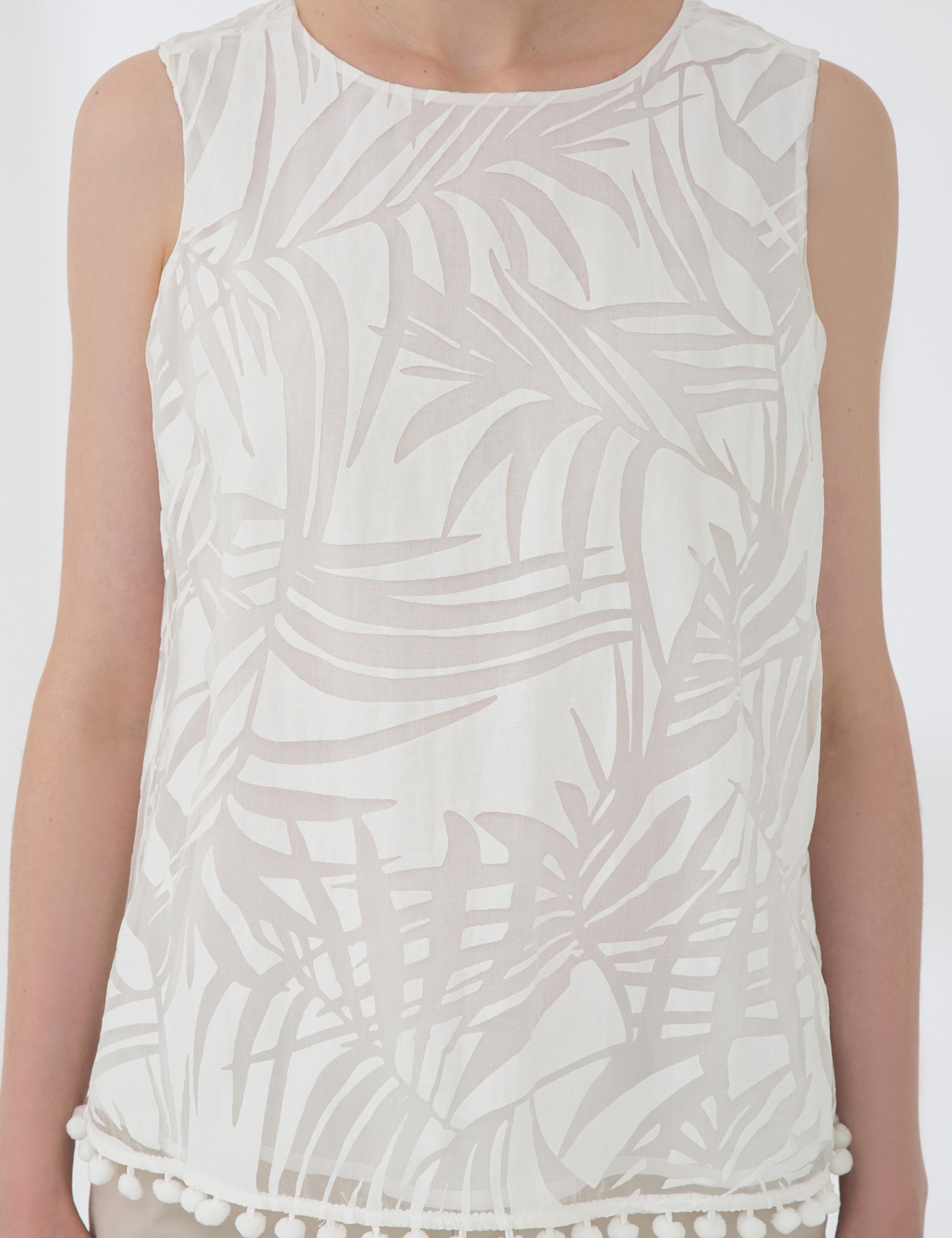 Ekru Crop Kolsuz Bluz