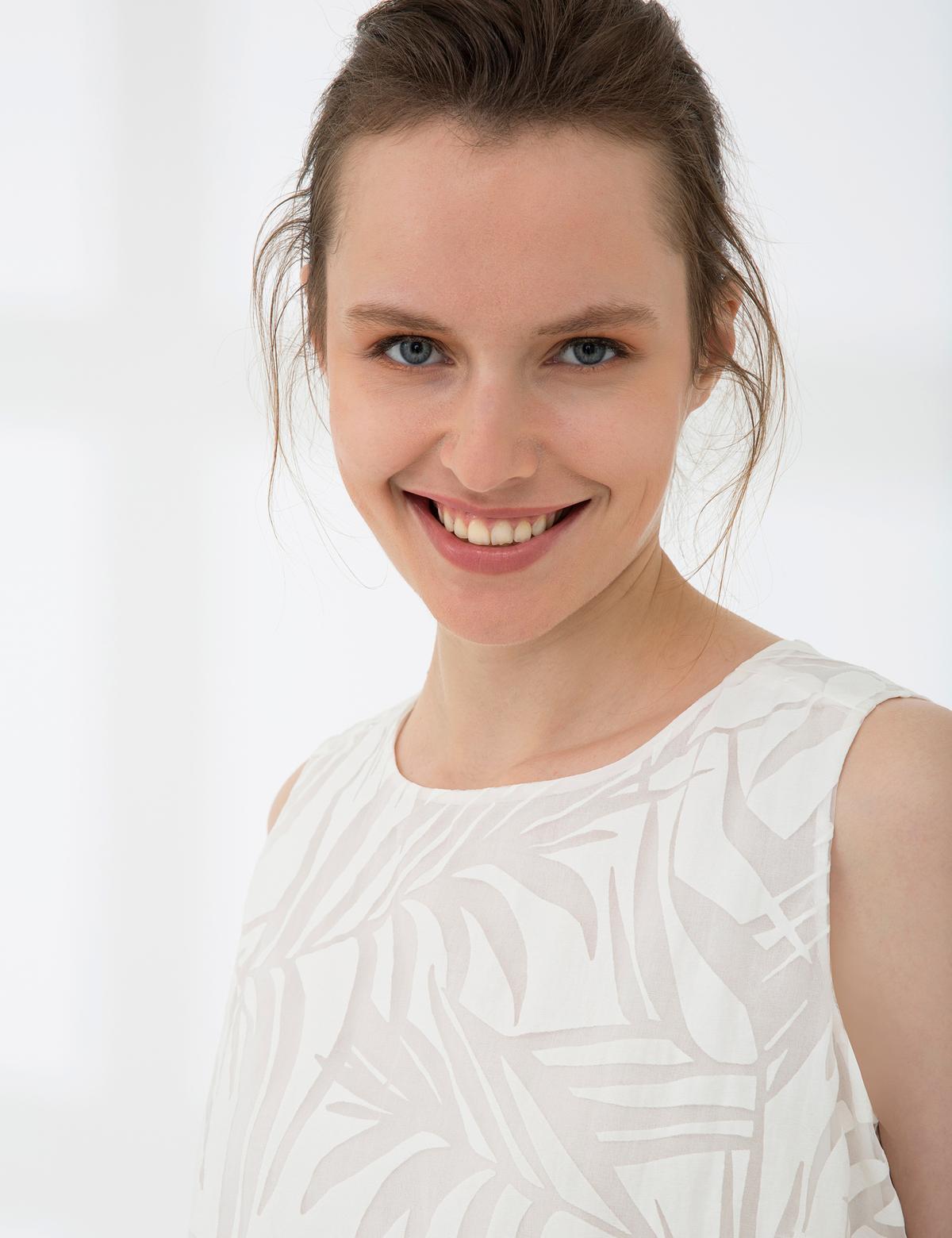 Ekru Crop Kolsuz Bluz - 50202852003