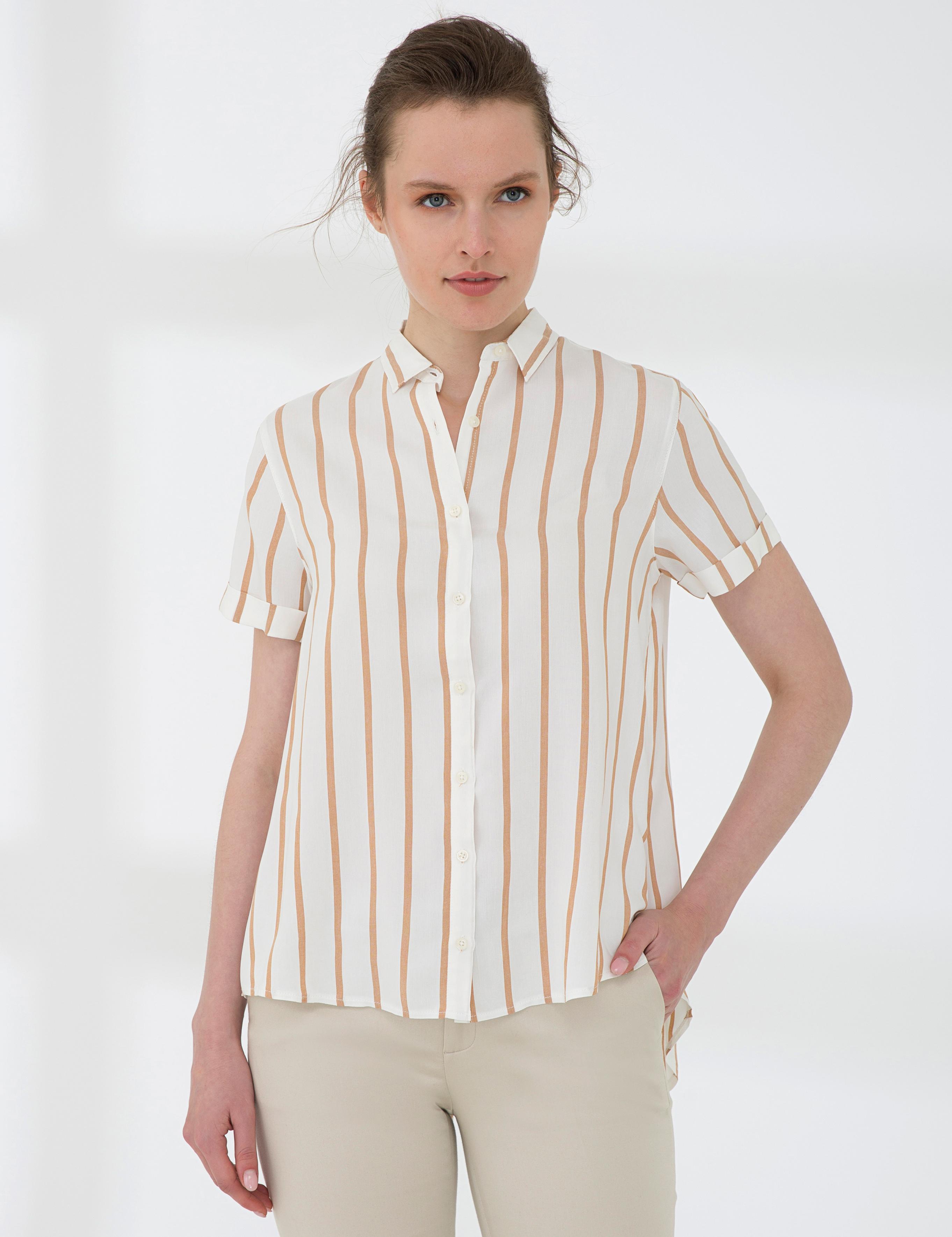 Ekru Comfort Fit Kısa Kollu Gömlek