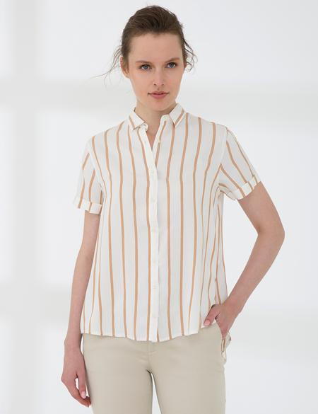 Ekru Comfort Fit Kısa Kollu Gömlek - 50204417001