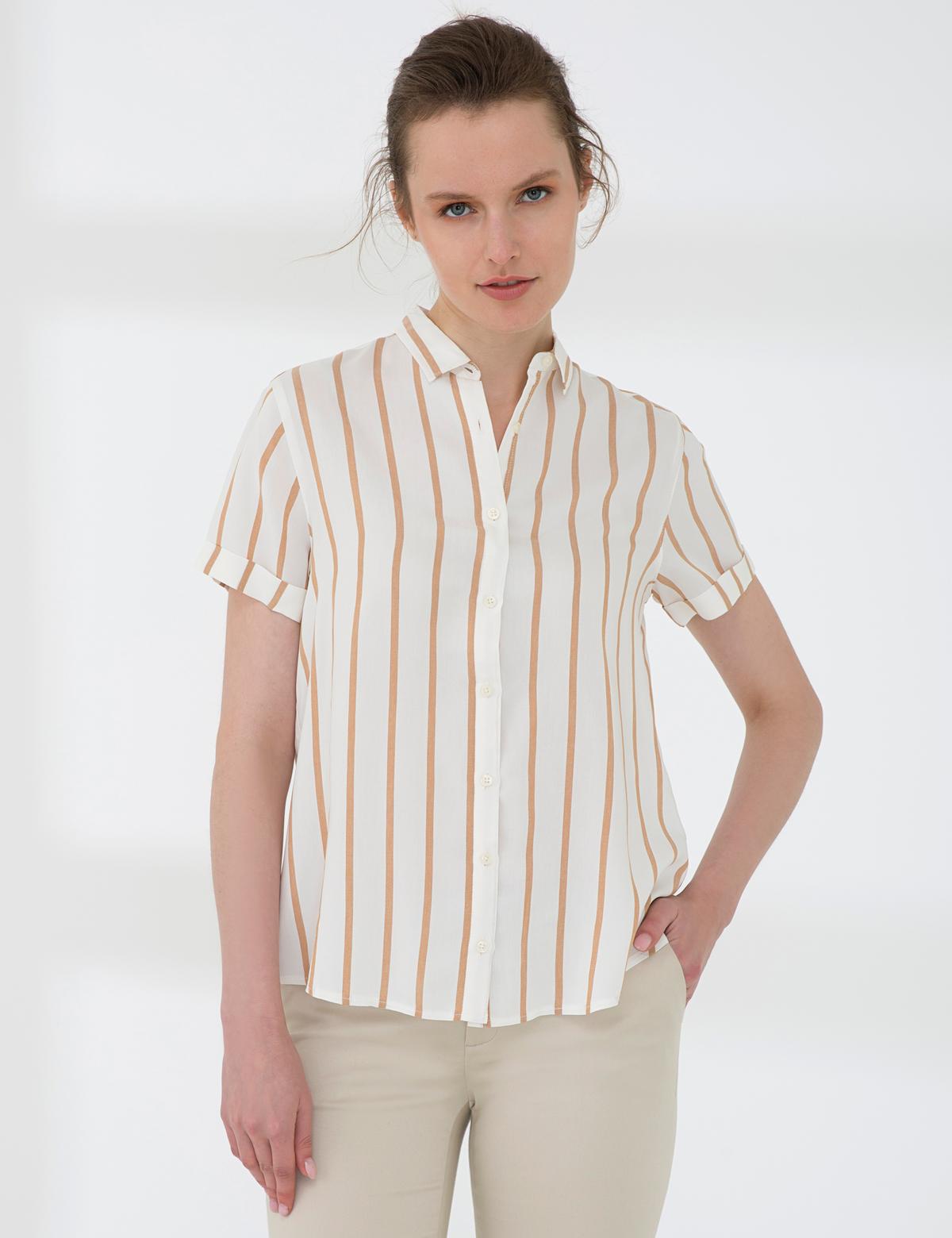 Ekru Comfort Fit Kısa Kollu Gömlek - 50204417001