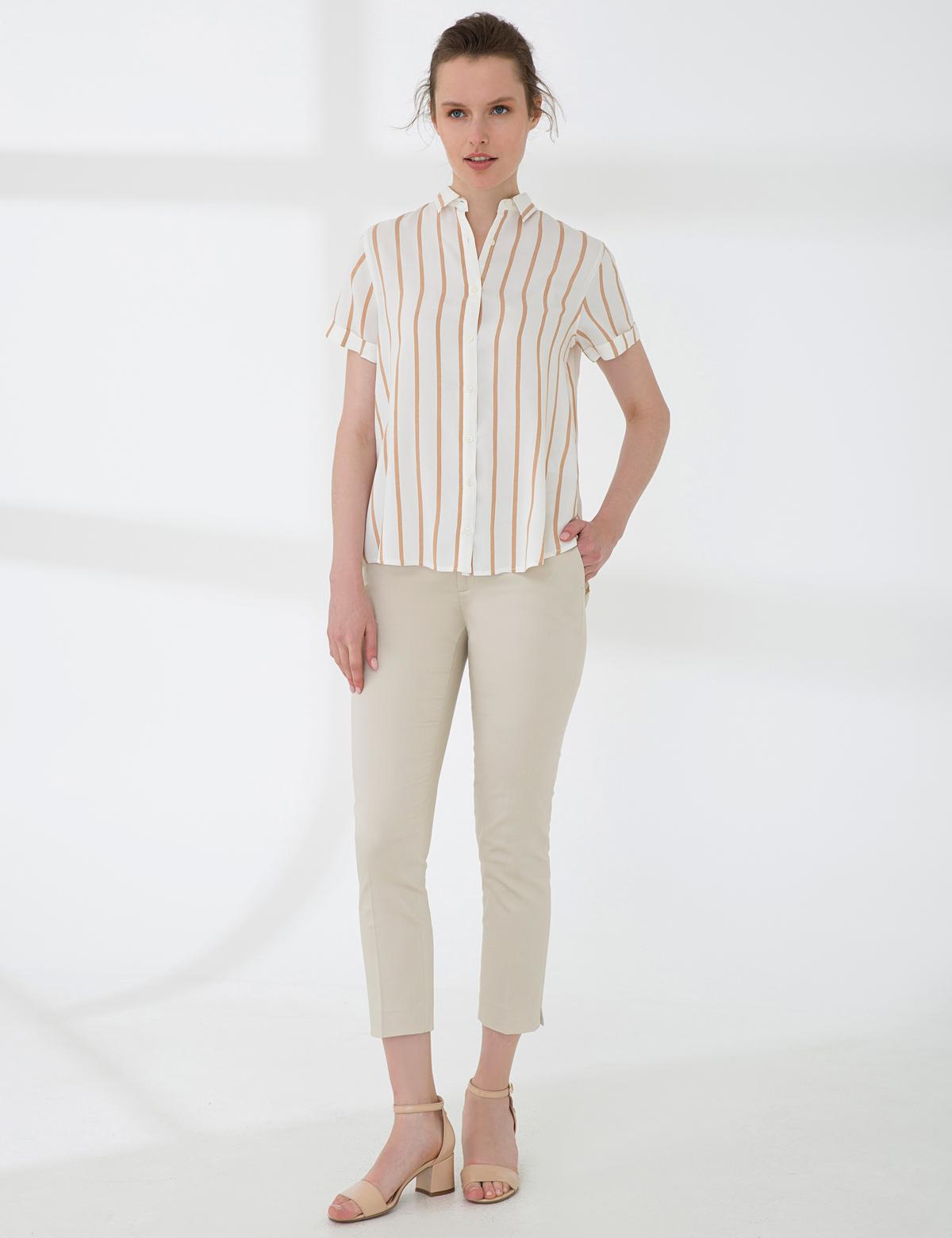 Ekru Comfort Fit Kısa Kollu Gömlek - 50204417001