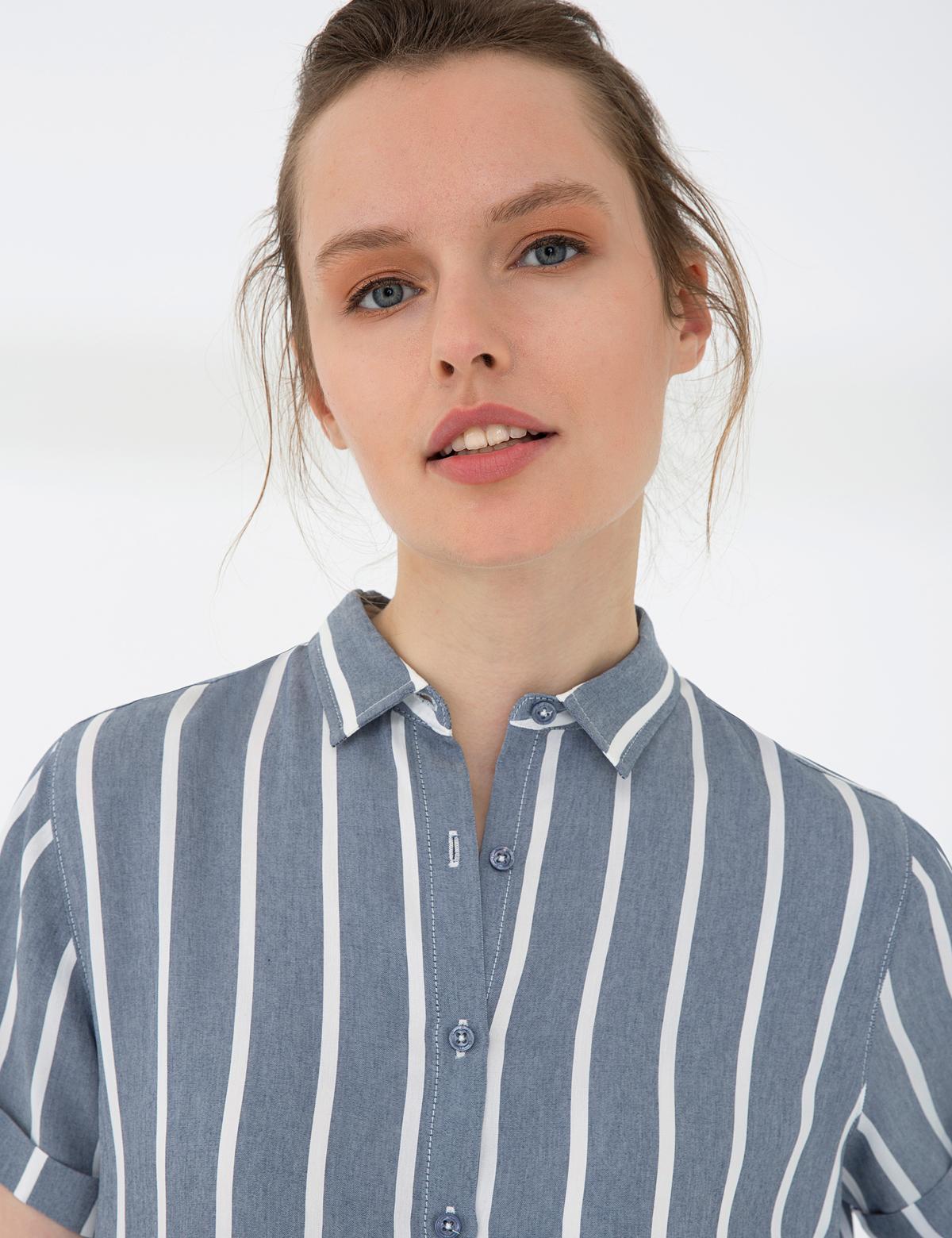 Lacivert Comfort Fit Kısa Kollu Gömlek - 50204417006