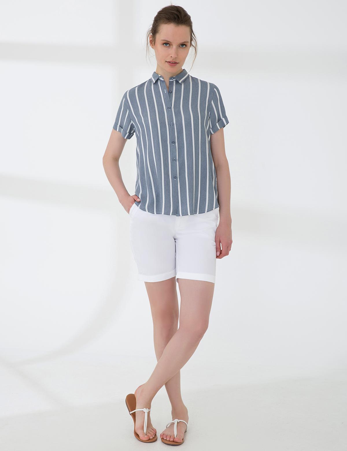 Lacivert Comfort Fit Kısa Kollu Gömlek - 50204417006