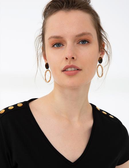 Siyah Standart Fit V Yaka T-Shirt - 50206155001