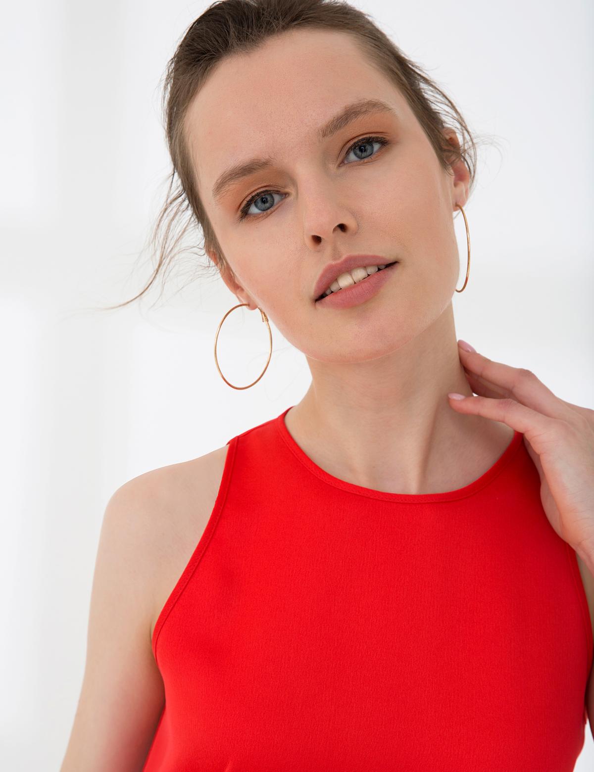 Nar Çiçeği Dokuma Elbise - 50243103007