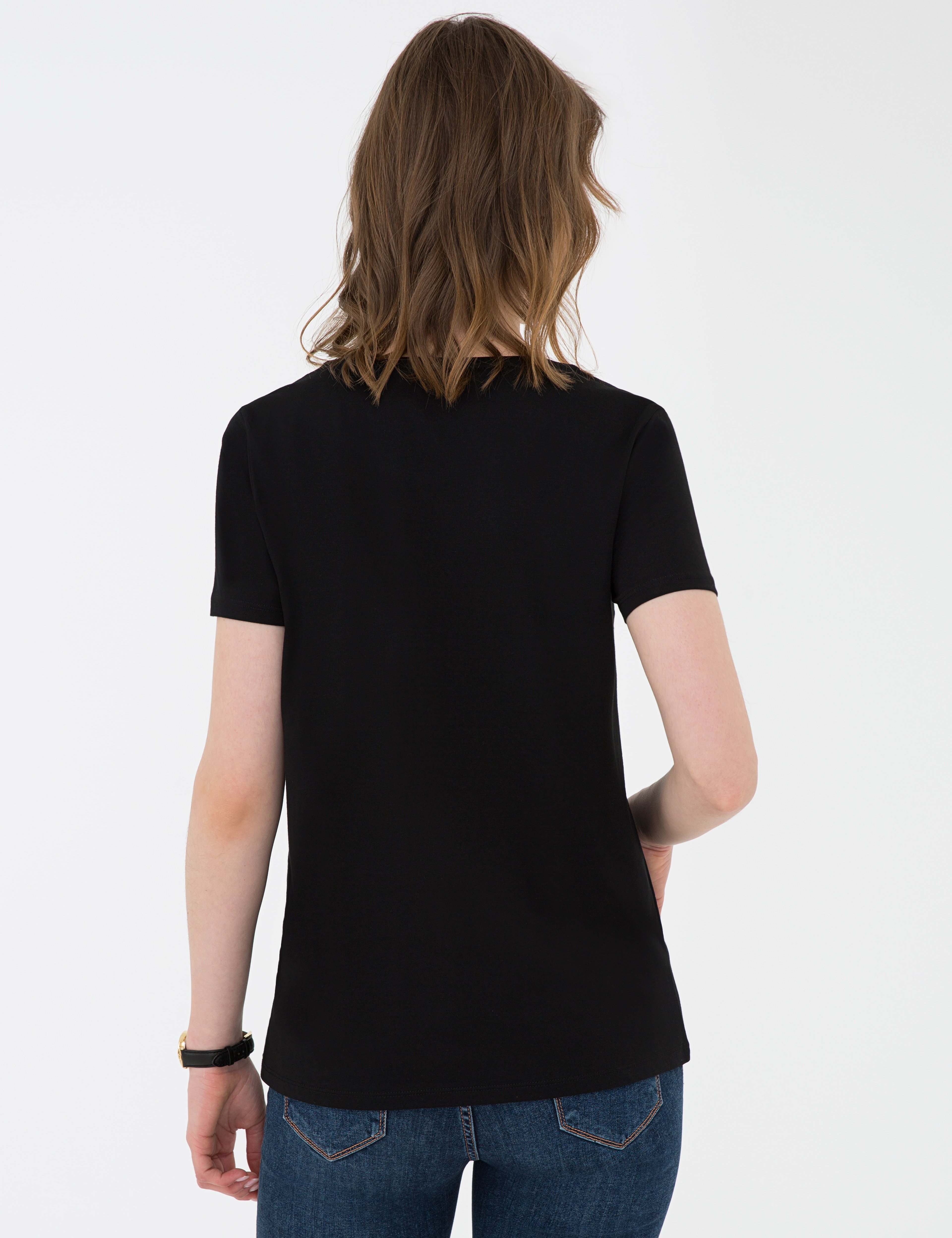 Siyah Standart Fit Bisiklet Yaka T-Shirt - Image 4