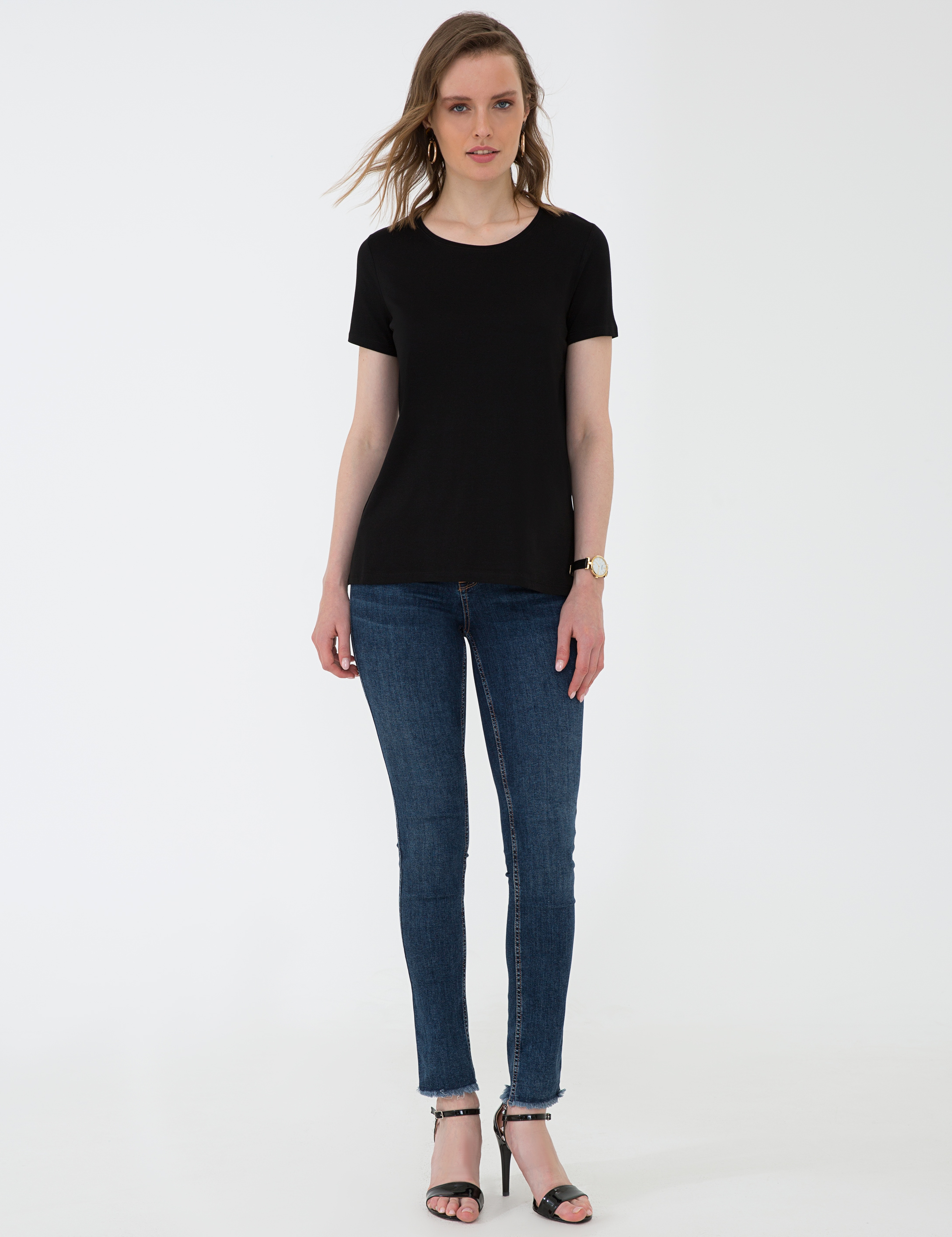 Siyah Standart Fit Bisiklet Yaka T-Shirt - Image 5