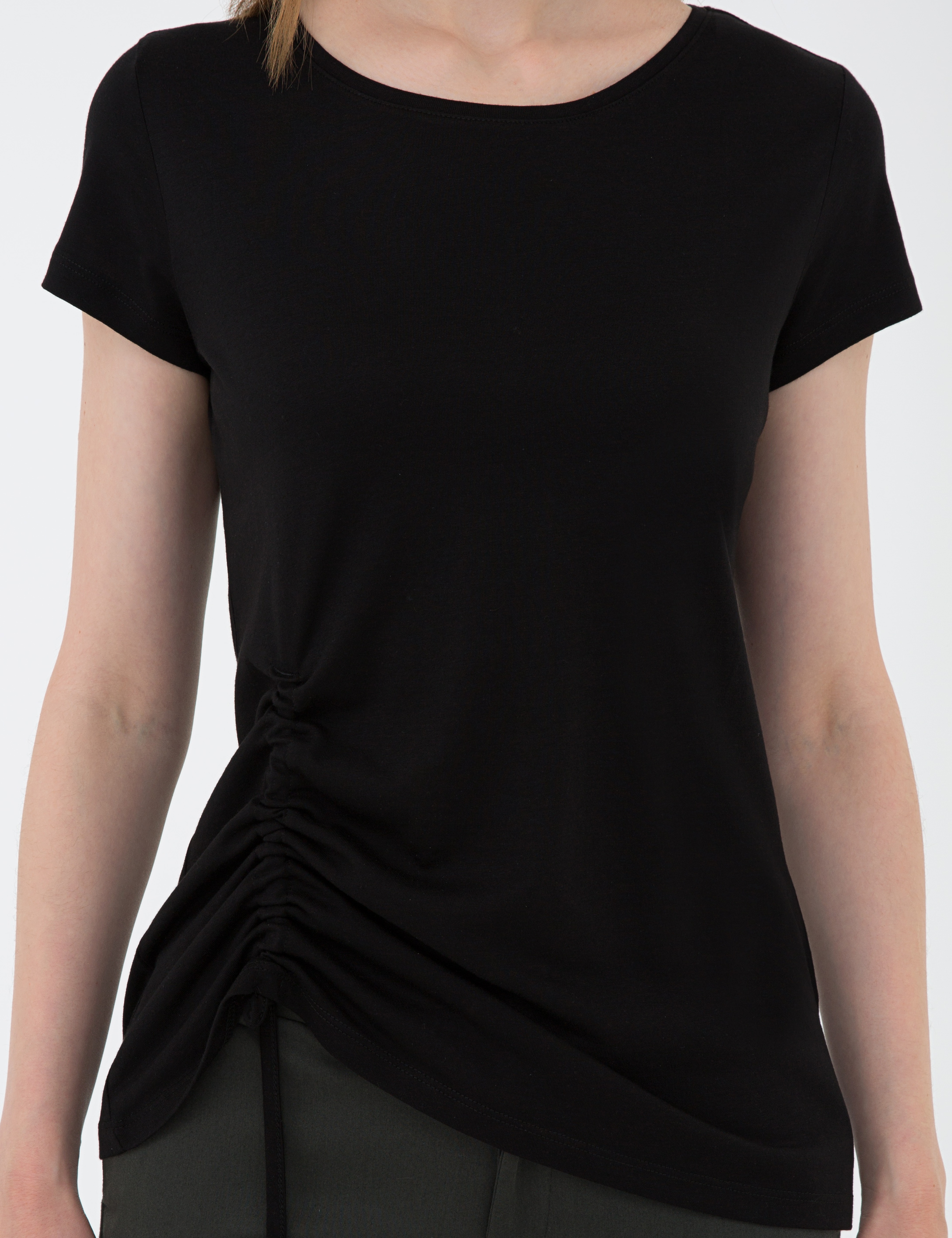 Siyah Standart Fit Bisiklet Yaka T-Shirt